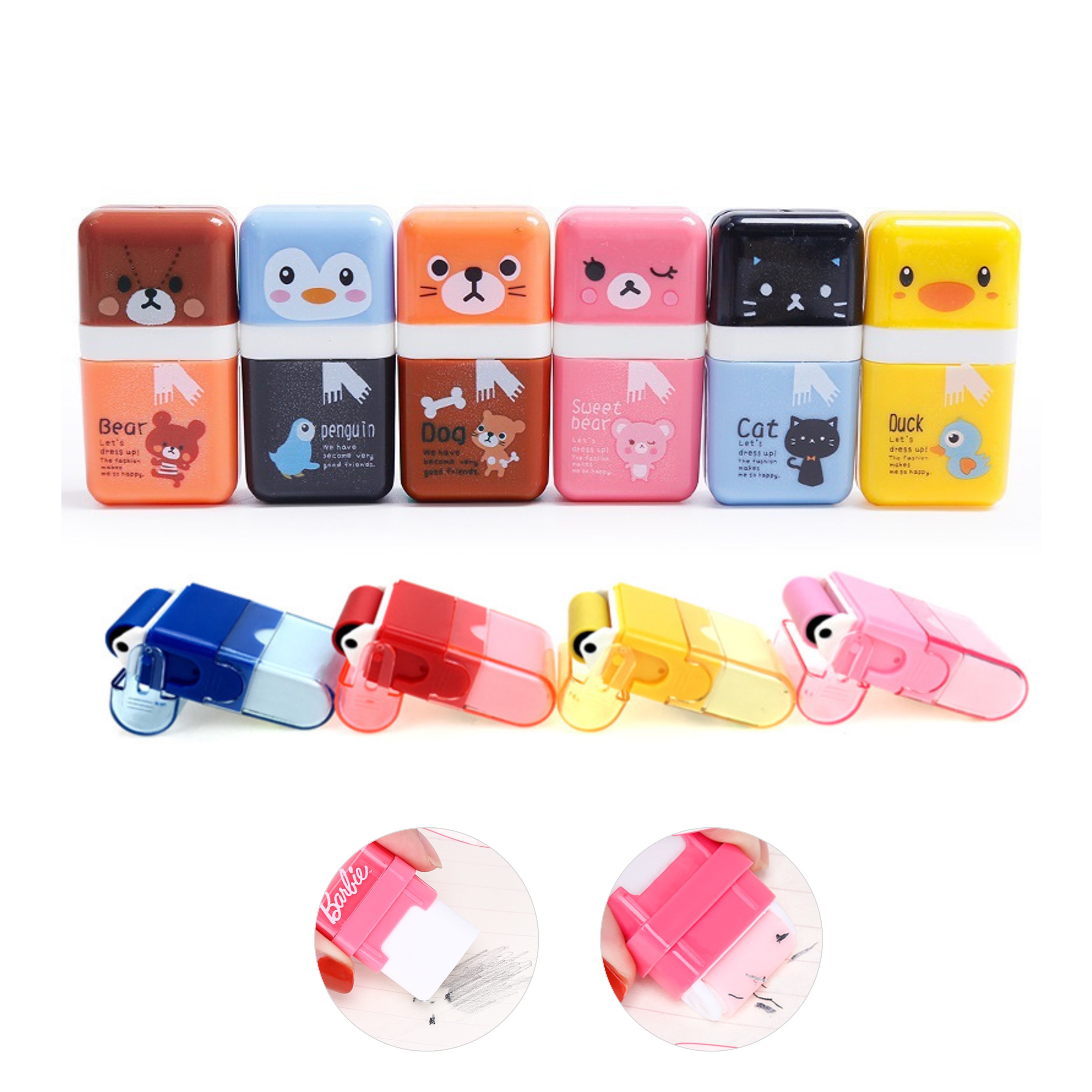 Kids Eraser with Cover and Shaving Roller (direct import) 5