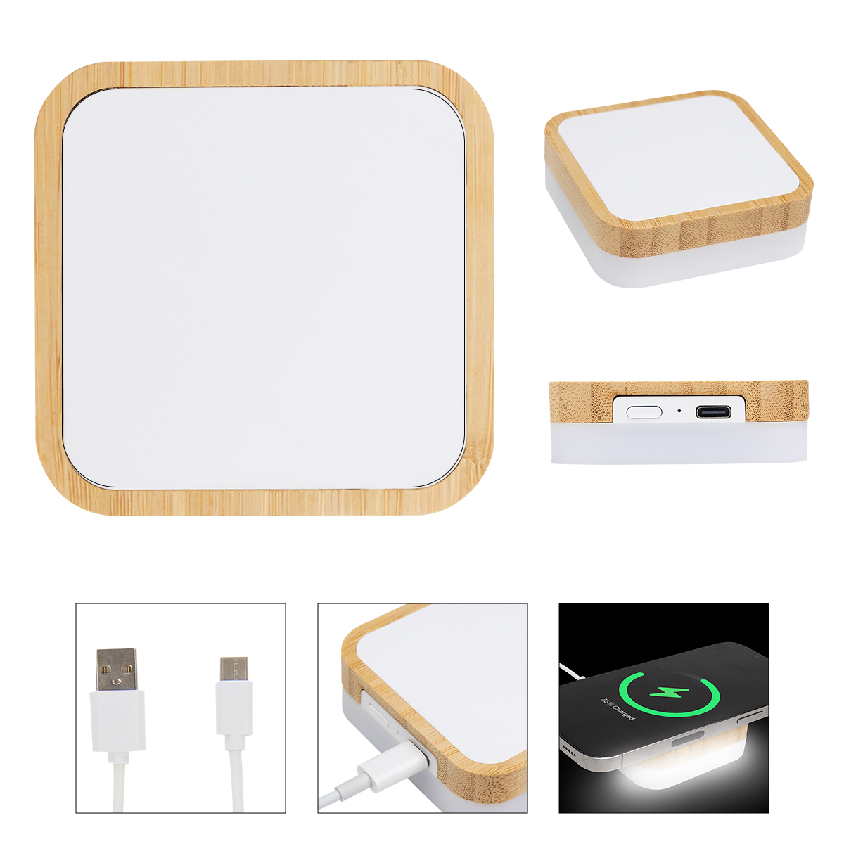Bamboo Wireless Charger Night Light 6