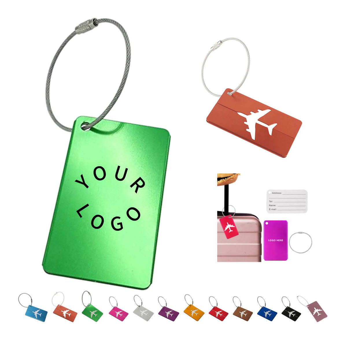 Metal Bag Tag with Secure Cable Attachment 4