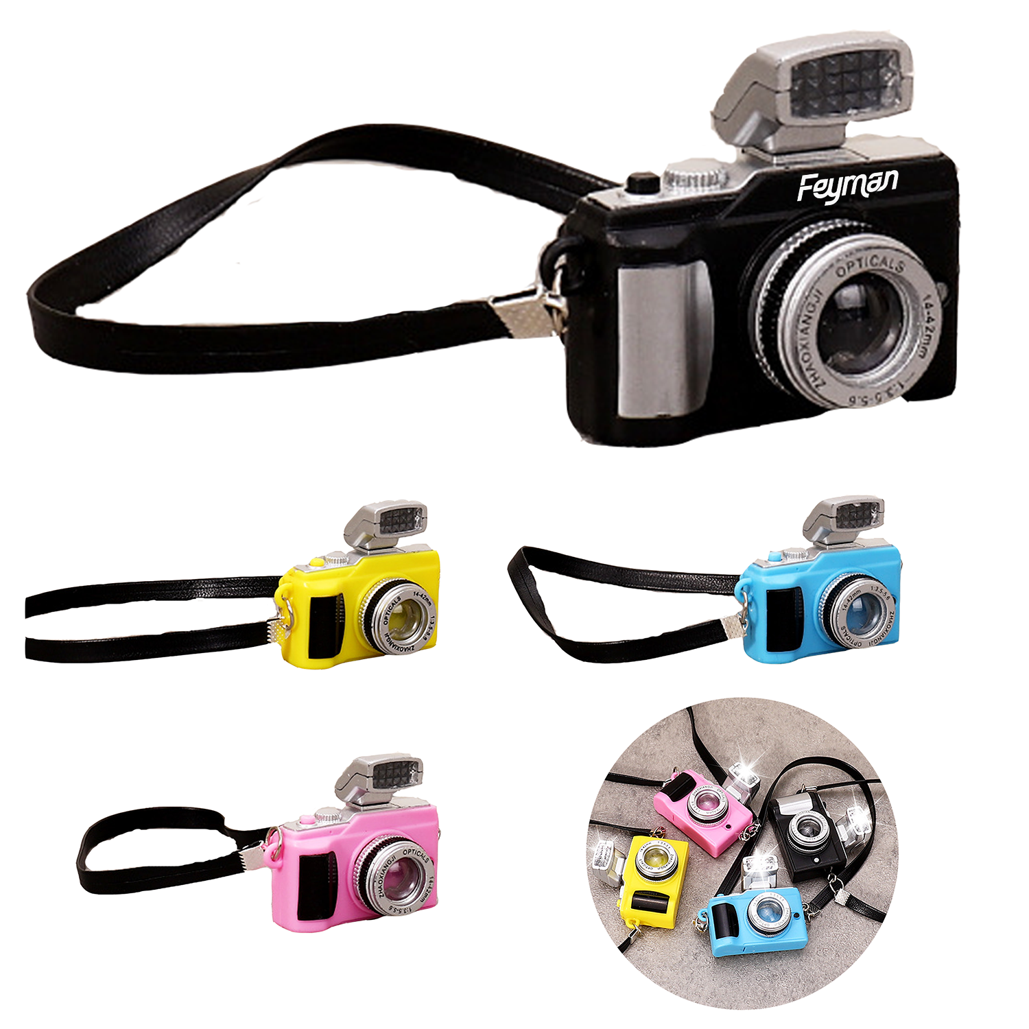 Camera Shape LED Sound Keychain 1