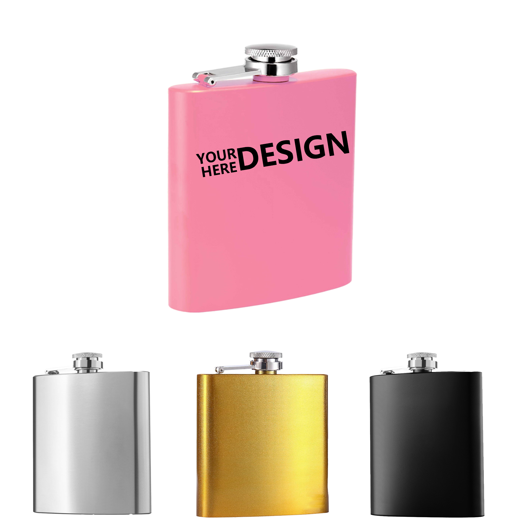 Compact Stainless Steel Pocket Flask for Travel, custom water bottle with logo imprint 2
