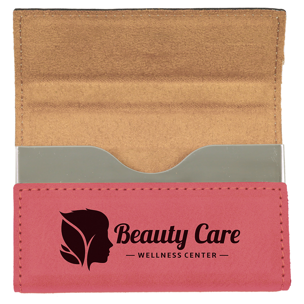 Pink Leatherette Business Card Holder 5