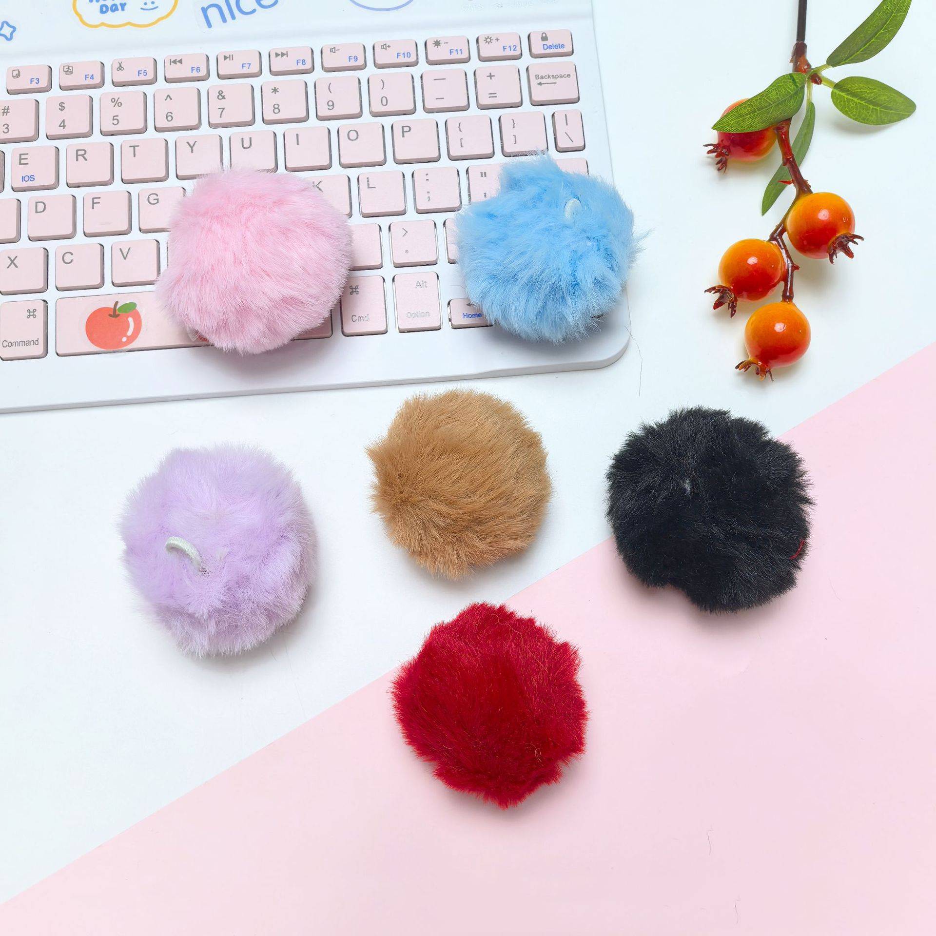 Colorful Fur Ball Pendant Accessory Keychain 3