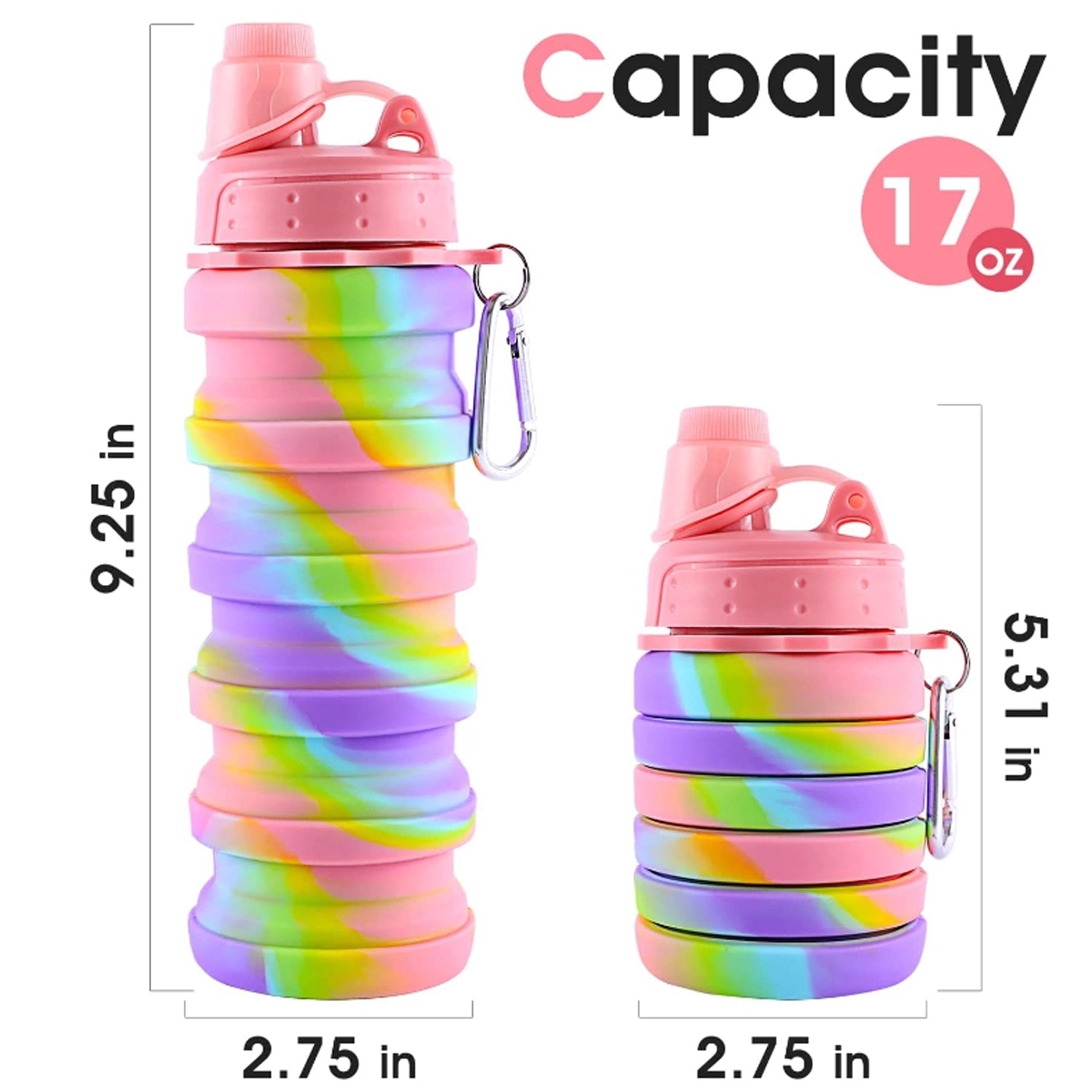 Custom Reusable Silicone Collapsible Sport Water Bottle 7