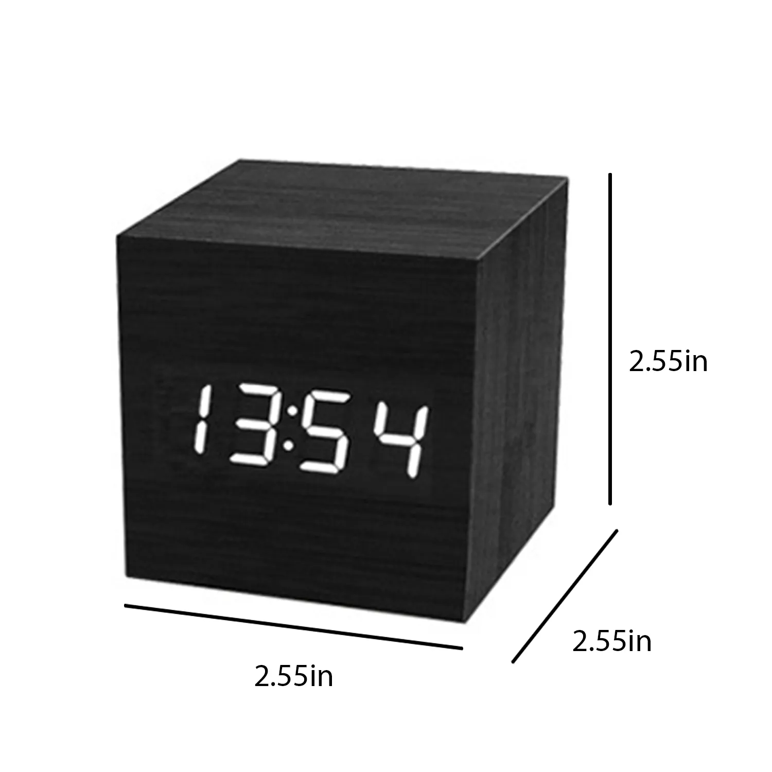 Bamboo Wood LED Cube Alarm Clock 3