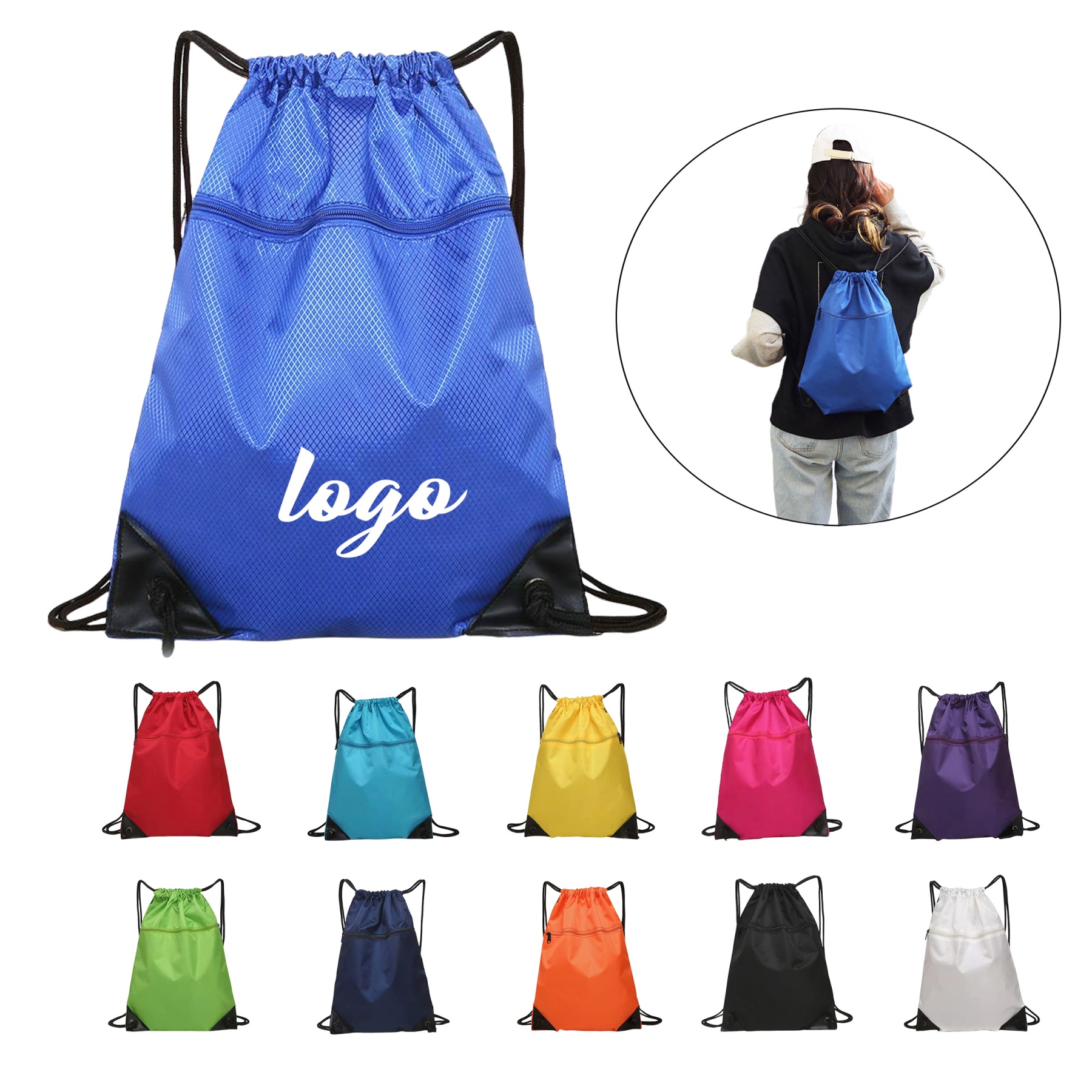 Zipper Drawstring Sport Backpack Bag 2