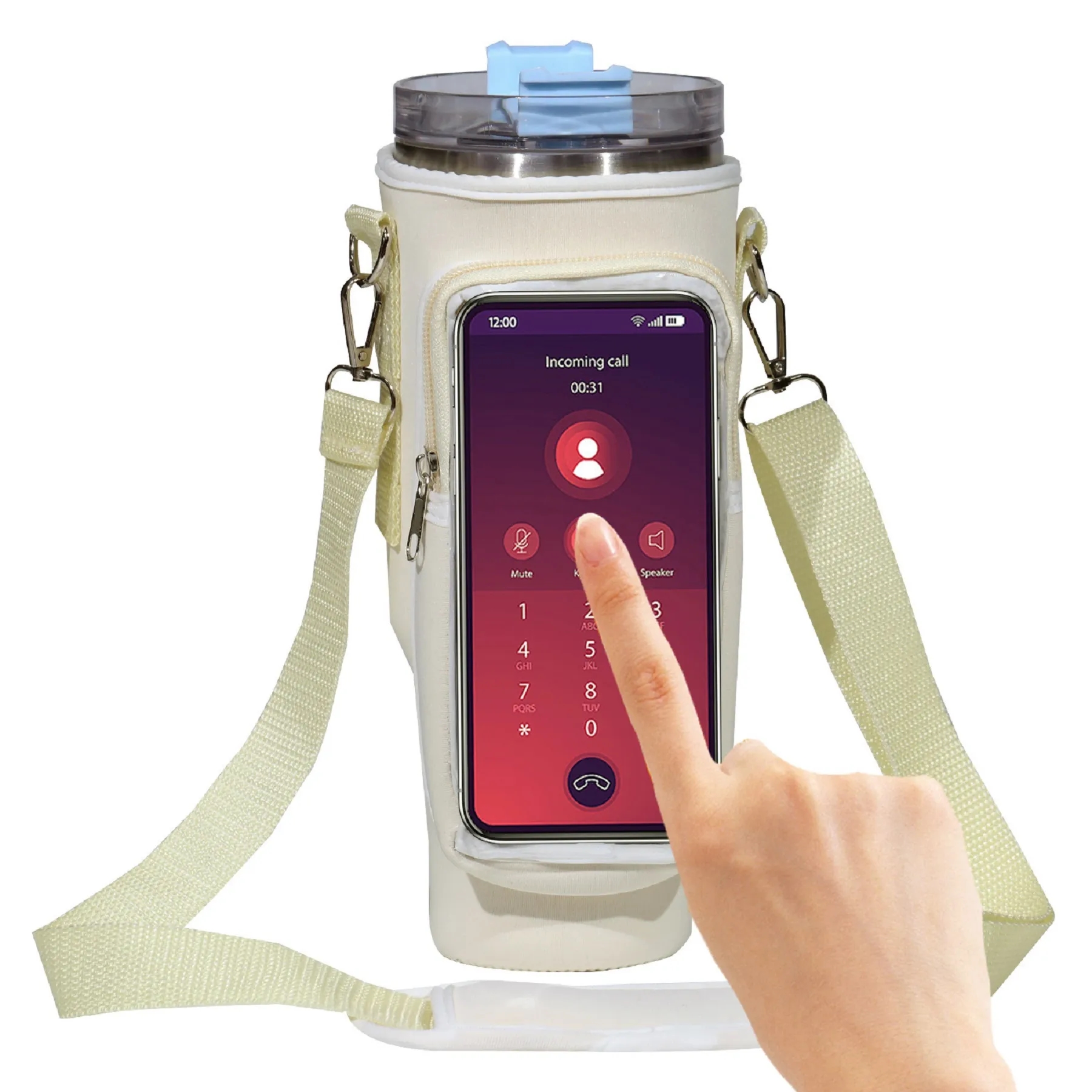 40 Oz. Water Bottle Carrier Holder Sleeve with Phone Bag 7