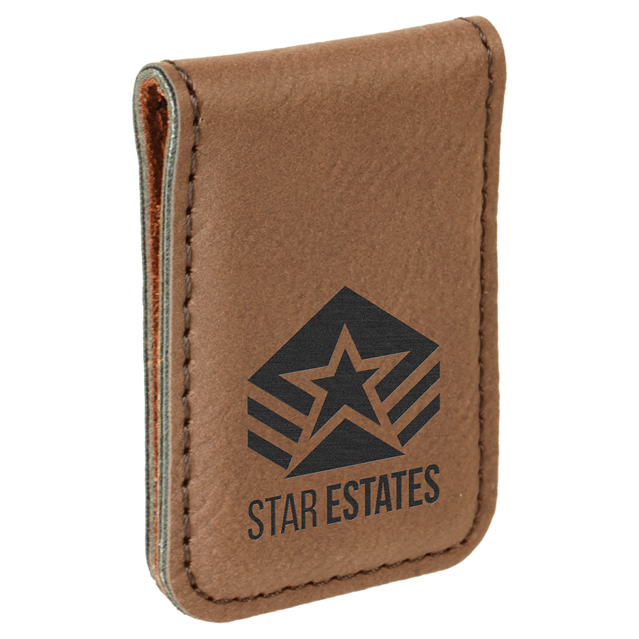 Laser Engraved Leatherette Money Clip (1.75" x 2.5") 2