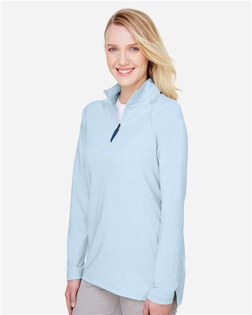 Women's CrownLux Performance® Clubhouse Micro-Stripe Quarter-Zip Pullover - DG480W 6