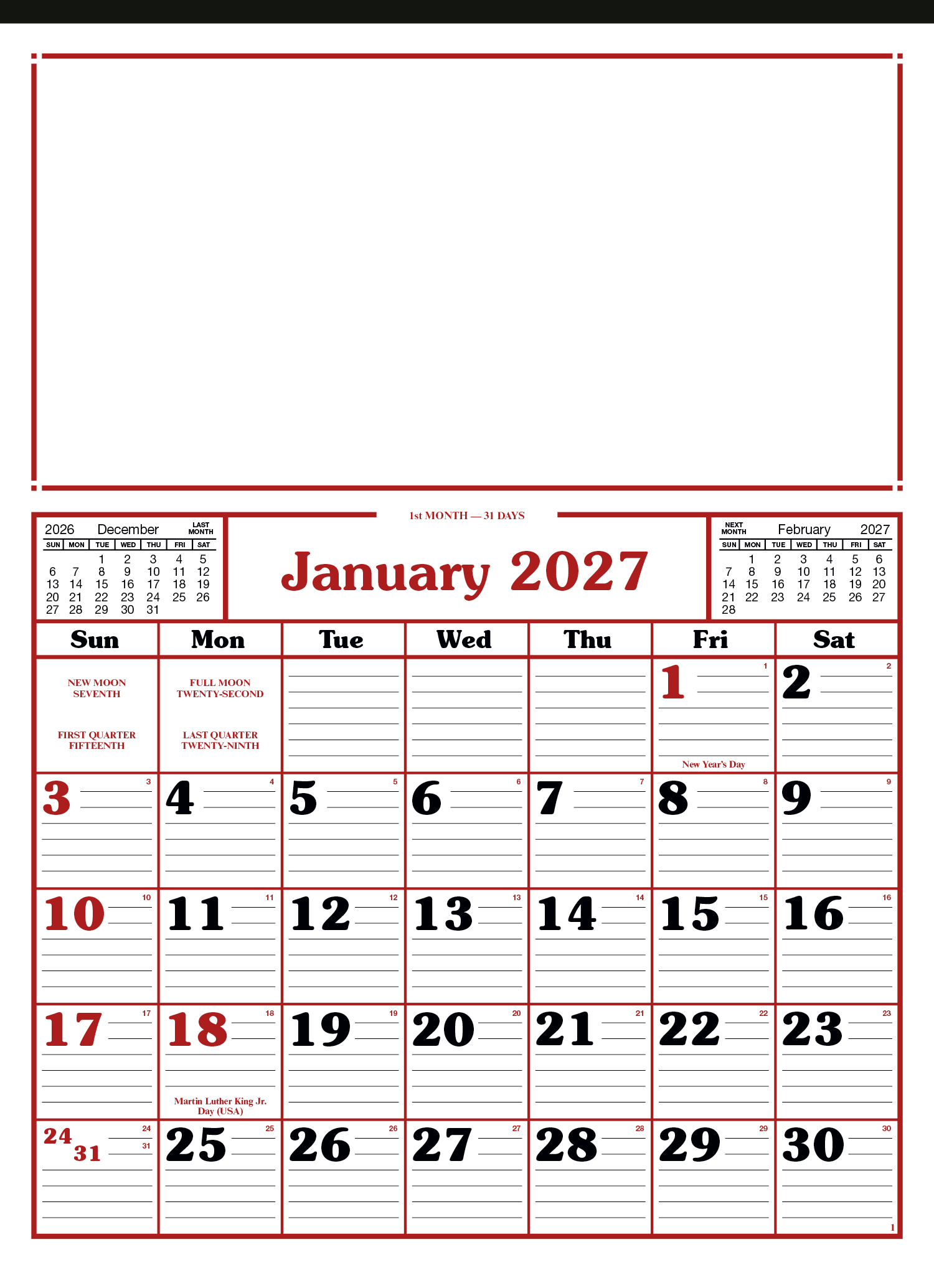 Skinner & Kennedy® Commercial 12-Sheet Calendar 14
