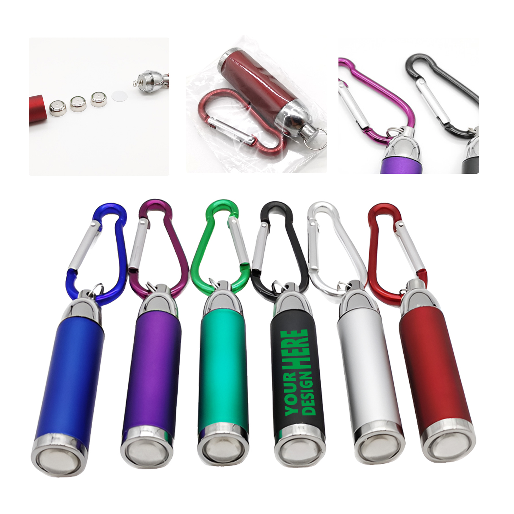 MOQ 50 Compact LED Flashlight Keychain with Clip 2