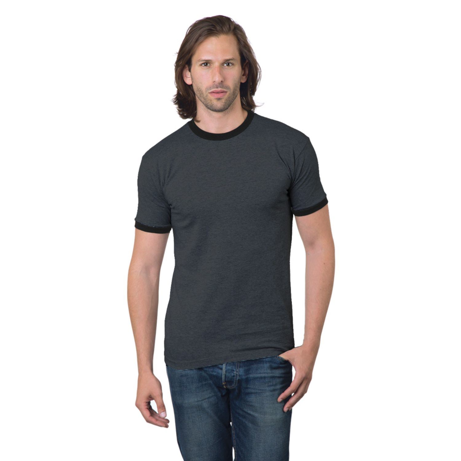 100% Cotton USA-Made Heavyweight Ringer Crew Tee