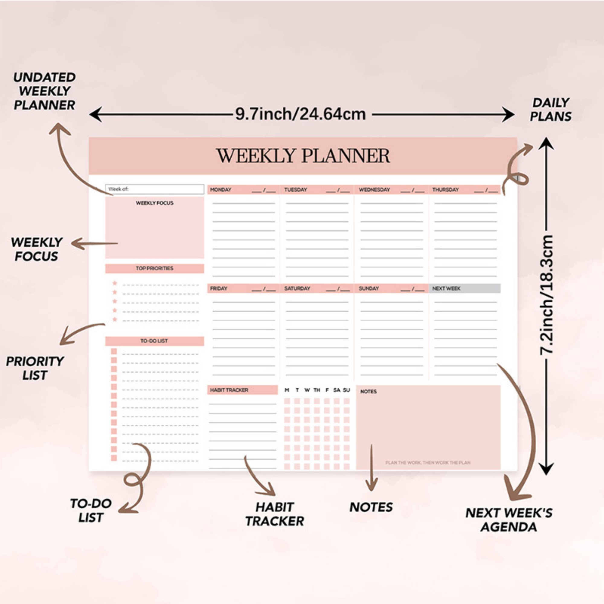 B5 52 Sheets Twin Coil Binding Weekly Planner 3