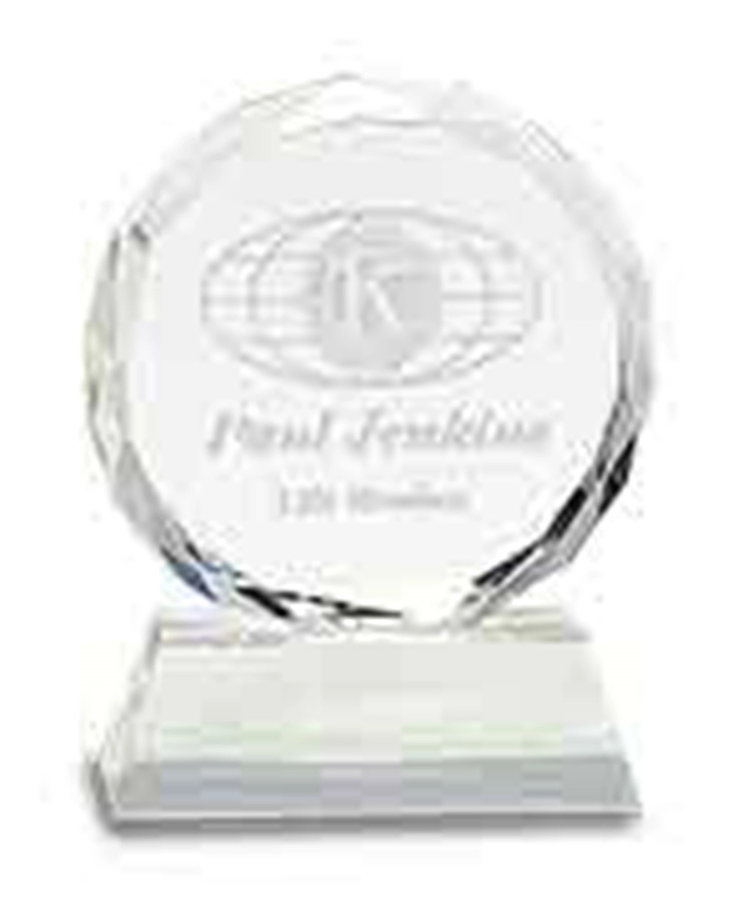 5" Round Facet Crystal Award On Clear Pedestal Base 1
