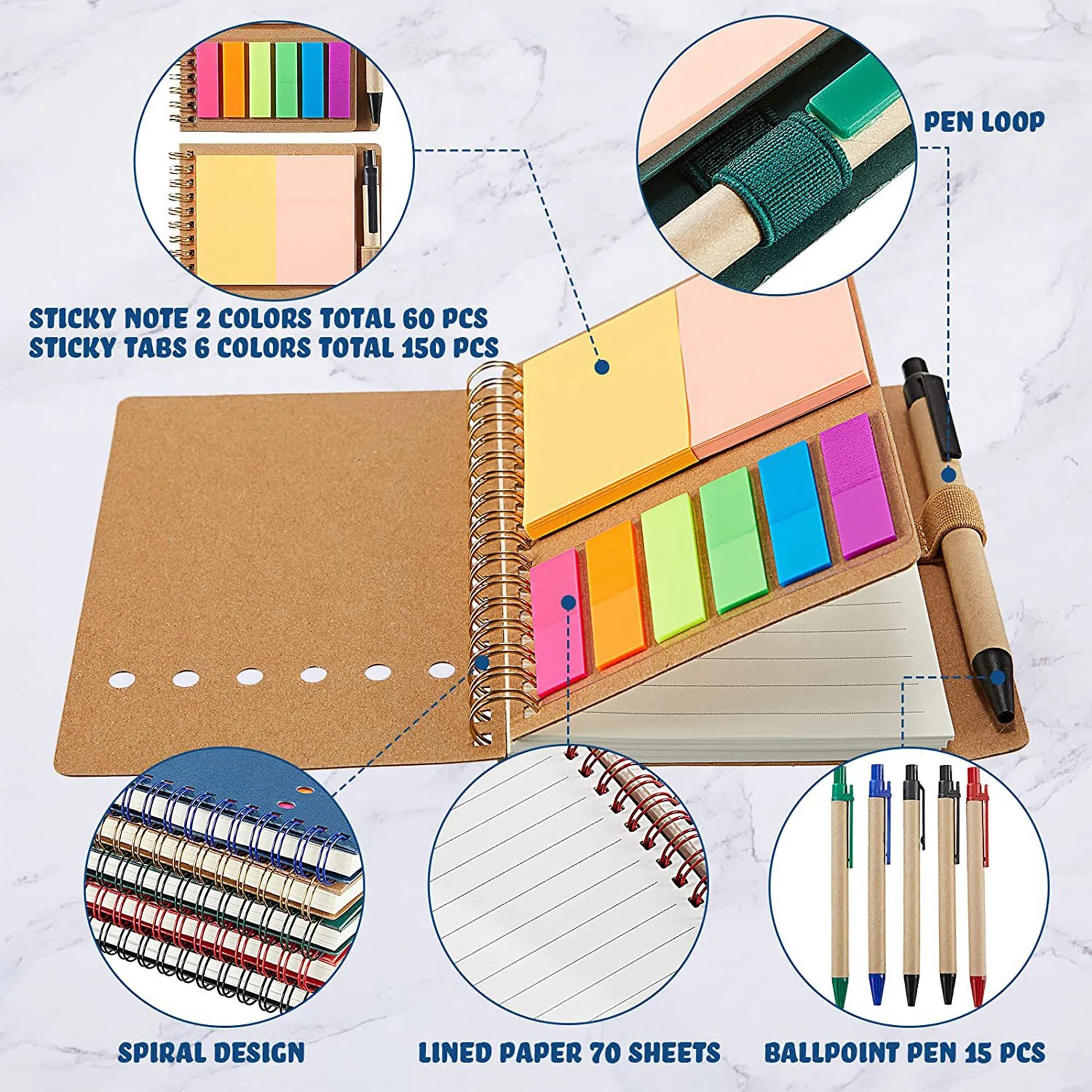 Color Aesthetic Spiral Notebook With Pen 4