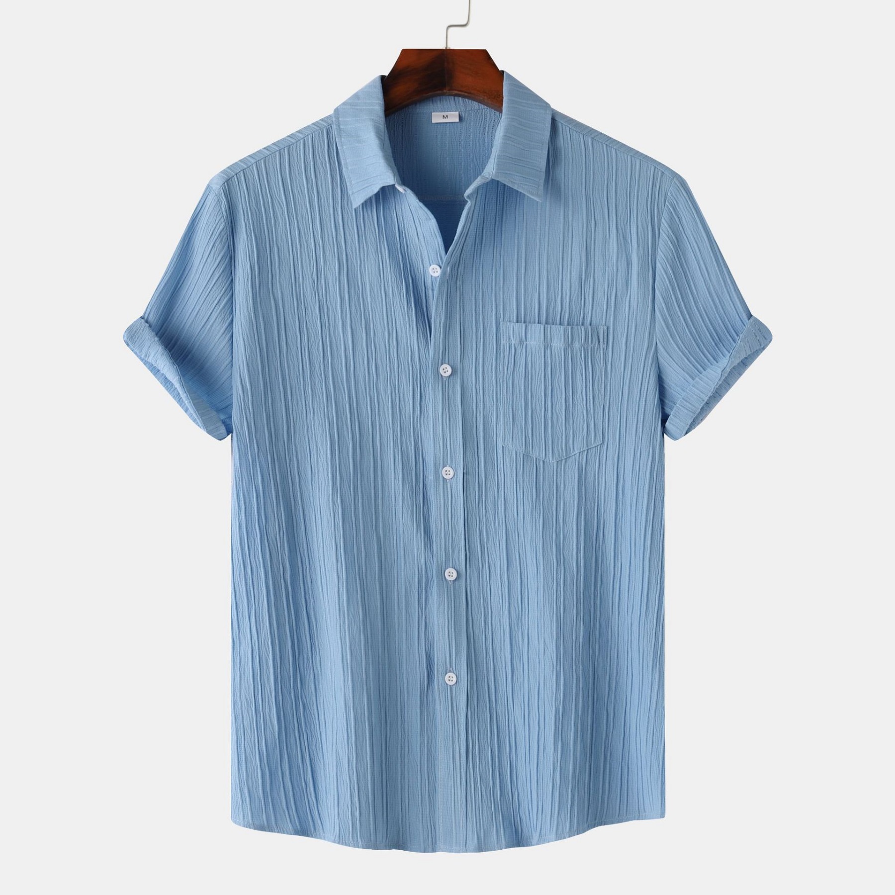 Men's Short Sleeved Solid Color Shirt Top 3