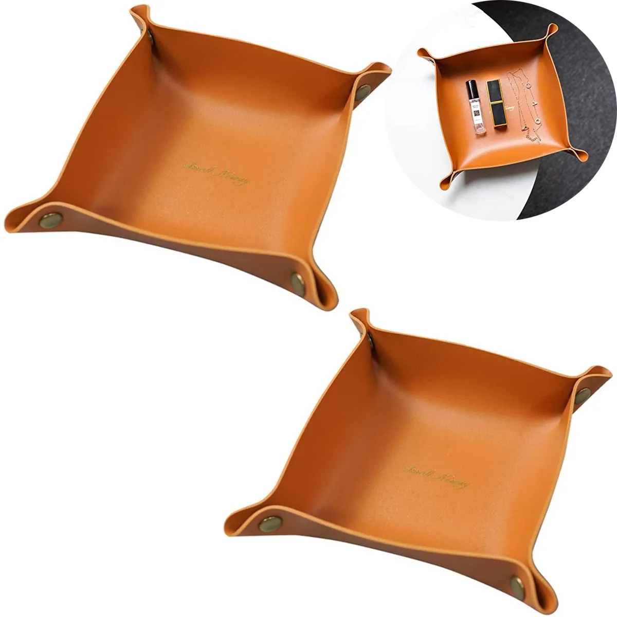 Leather Storage Basket Tray 2