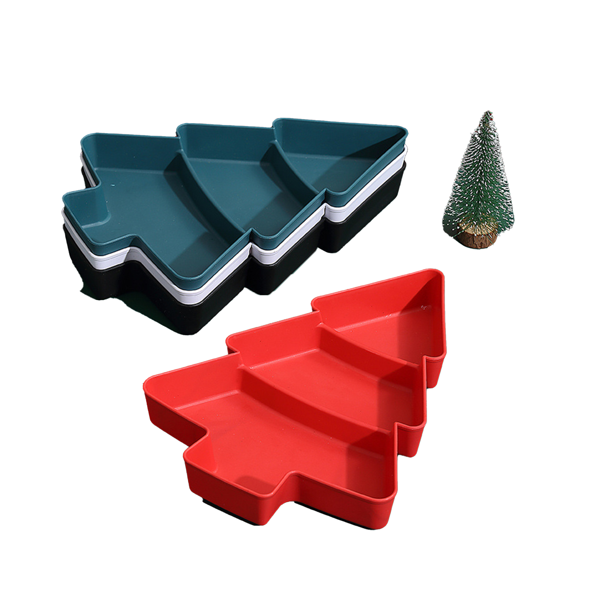 Reusable Plastic Divided Tray for Serving 2