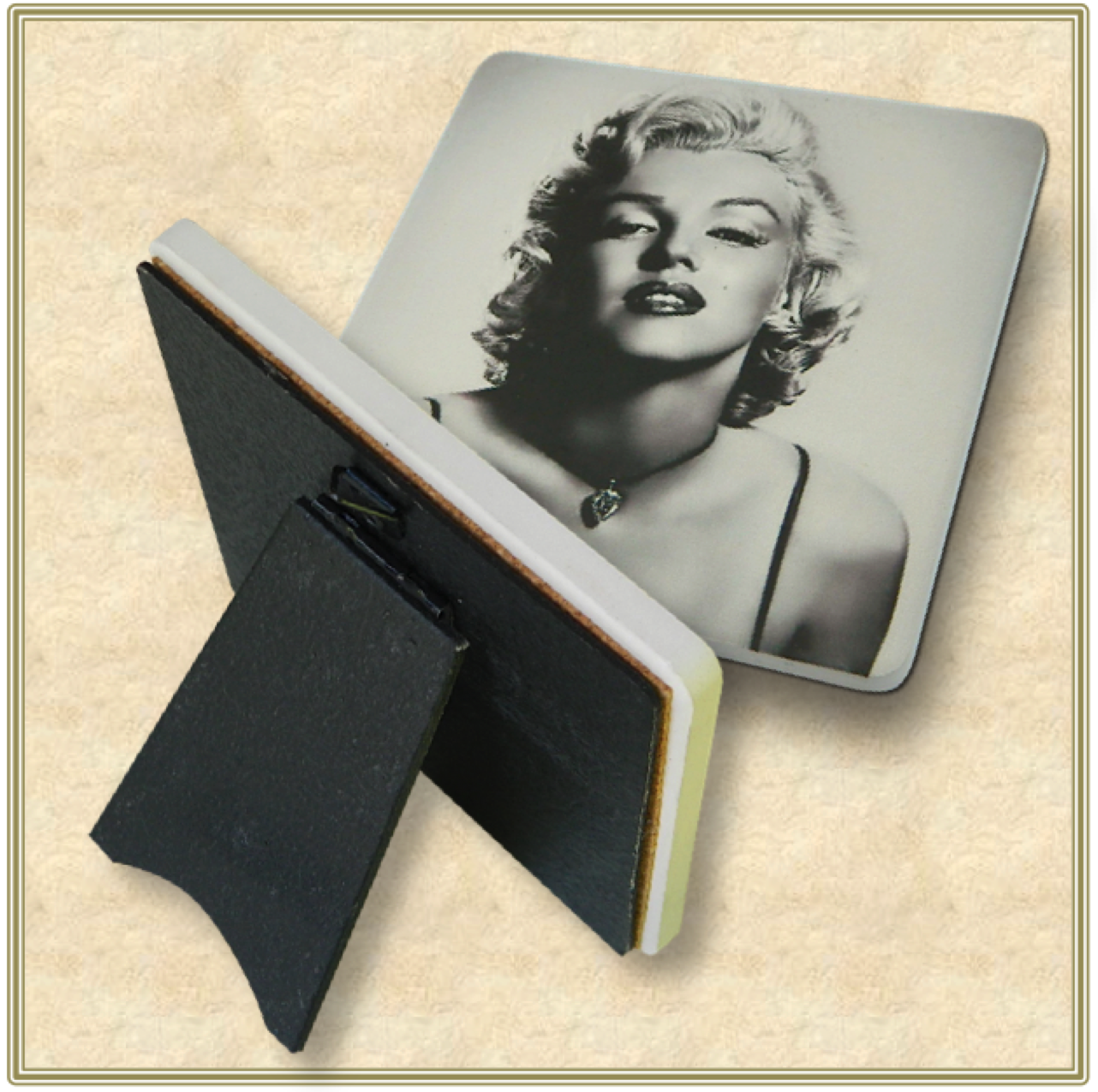 Custom Printed Square Stone Coaster with Easel Backing - Basic Print 1