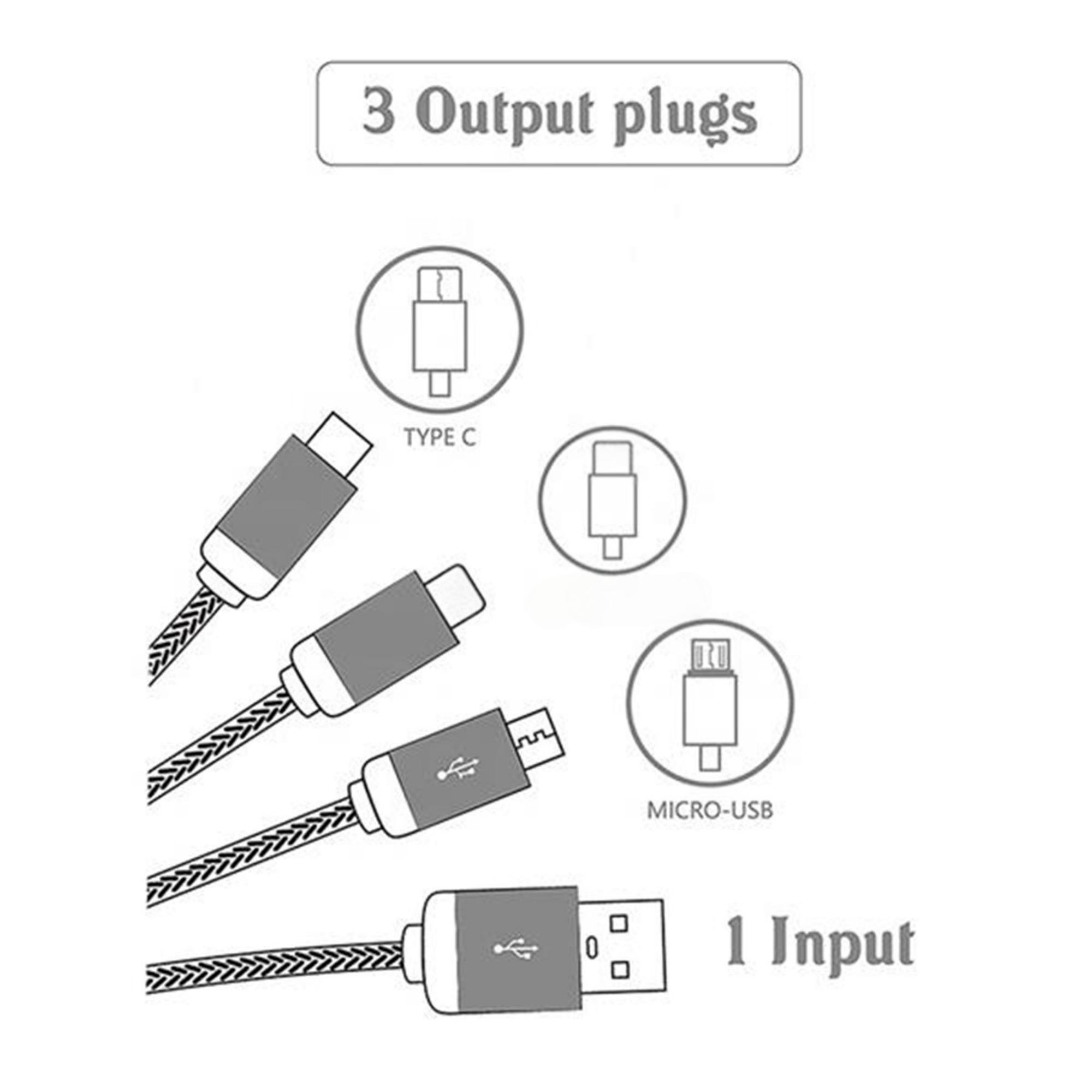 MOQ 10pcs 3-in-1 Braided Charging Cable with LED Logo 5