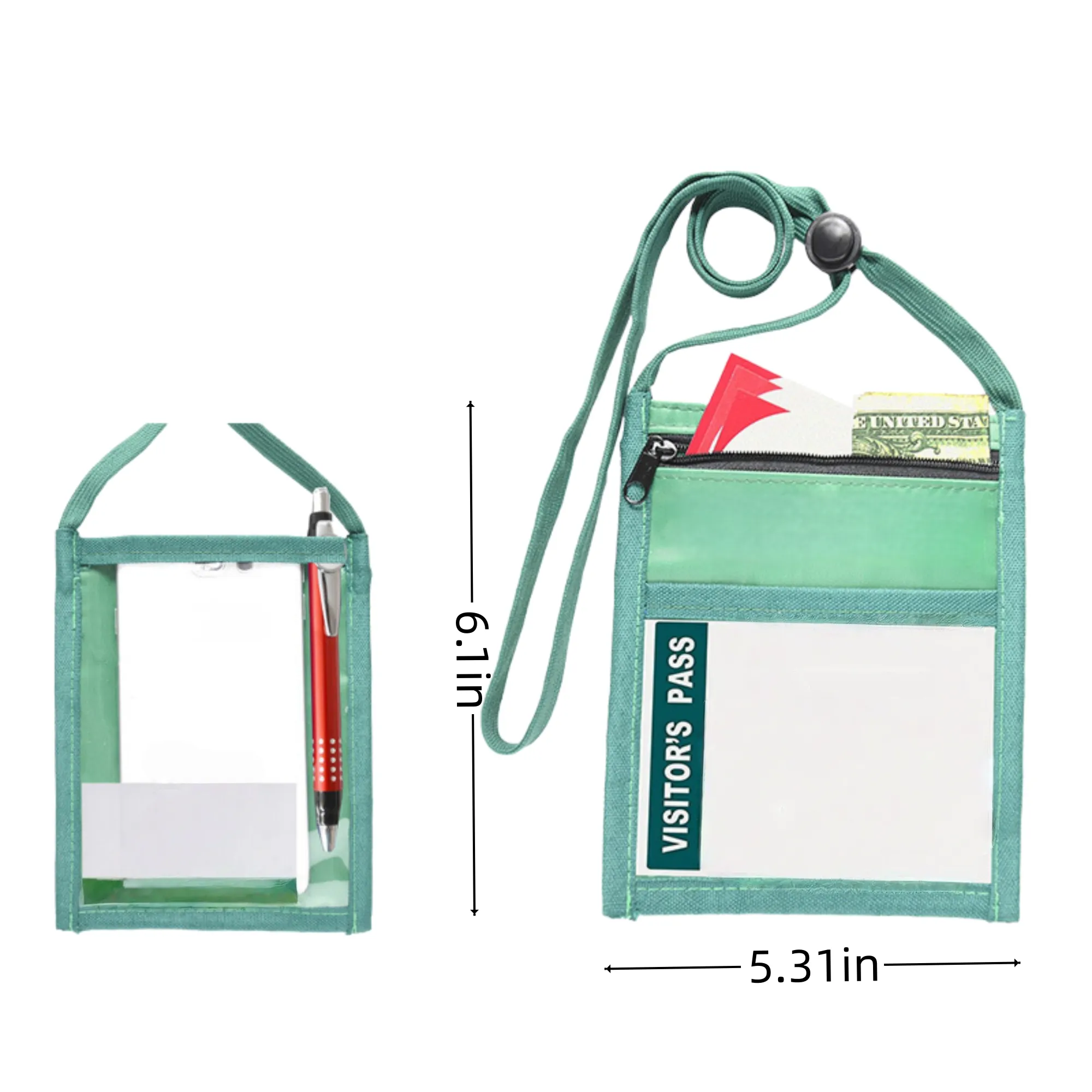 PVC Zippered Business Card Neck Pouch - Multi-Functional 2