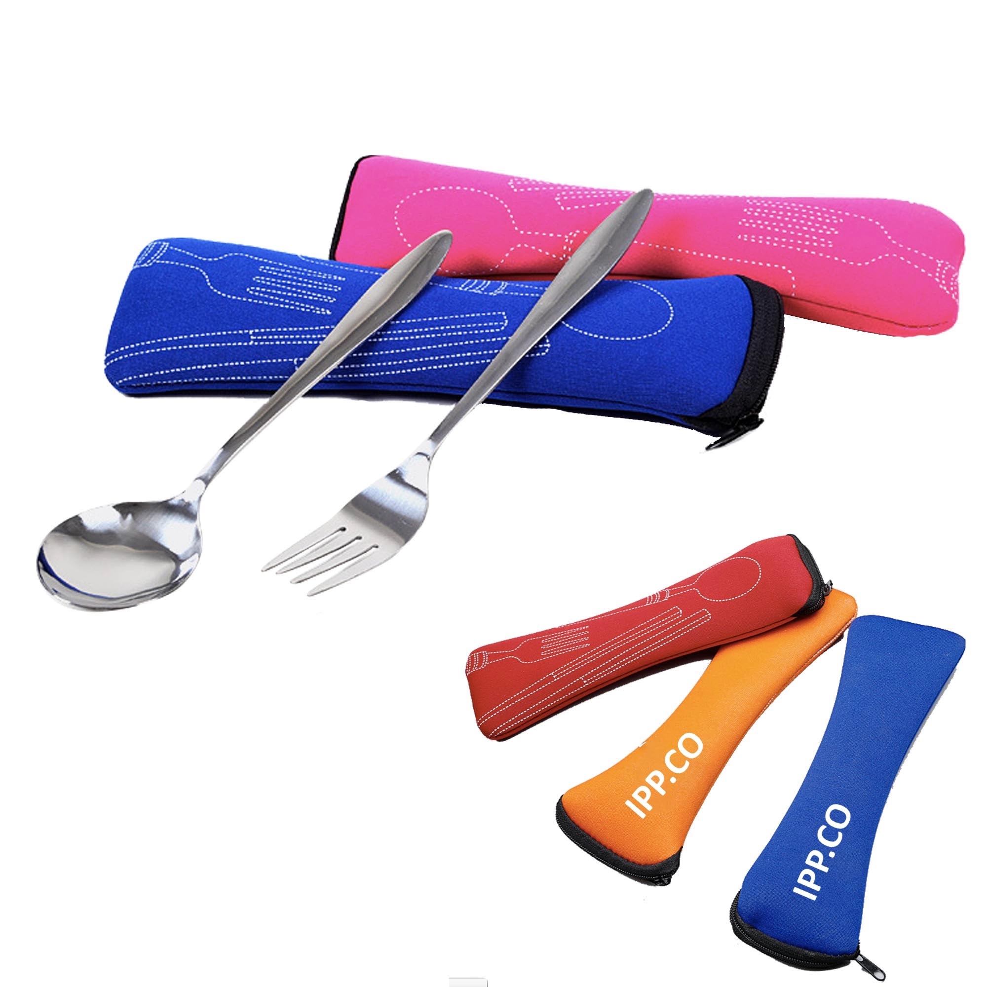 2 Pieces Portable Travel Cutlery Set Spoon Fork 2