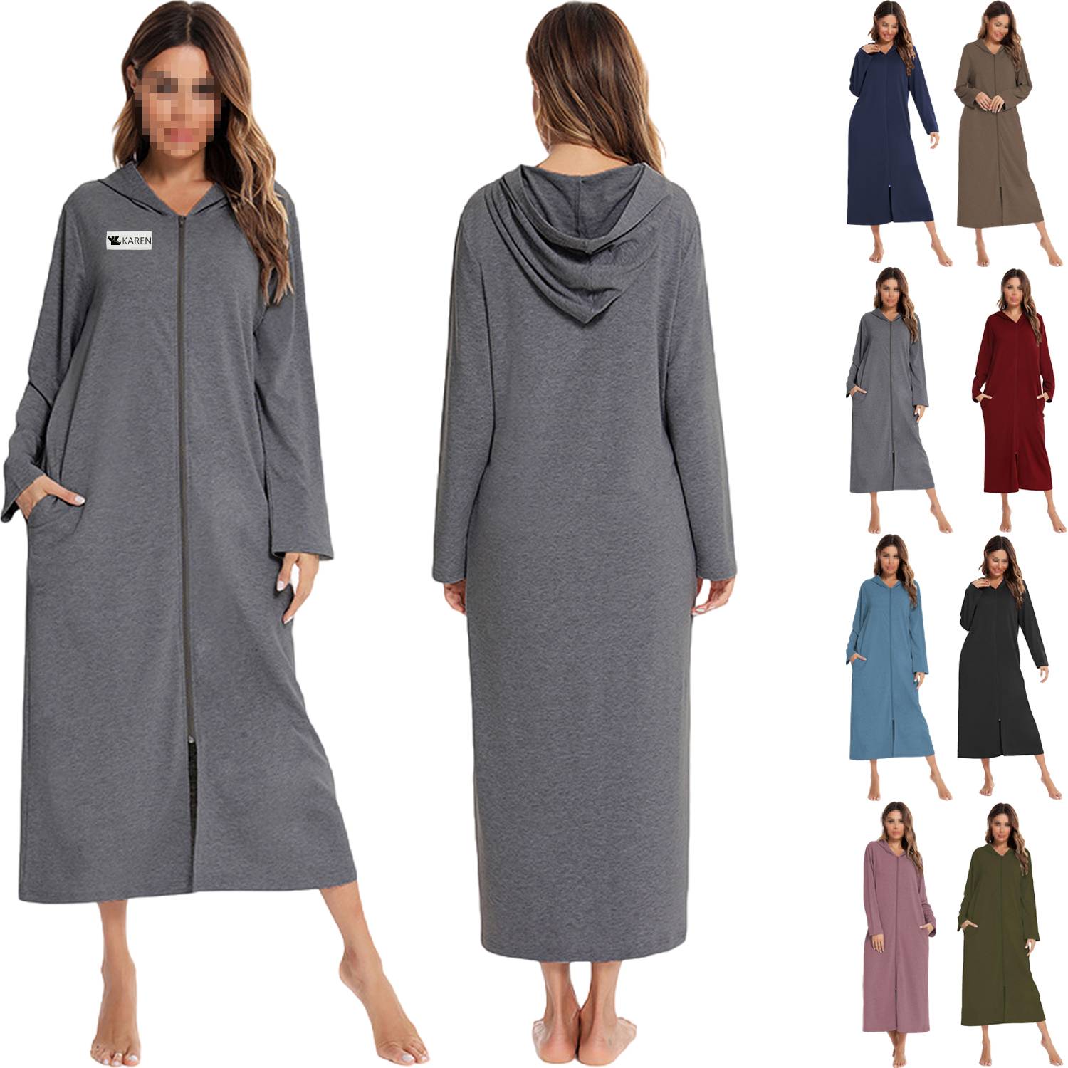 All-Season Long Zippered Housecoat Nightgown 8