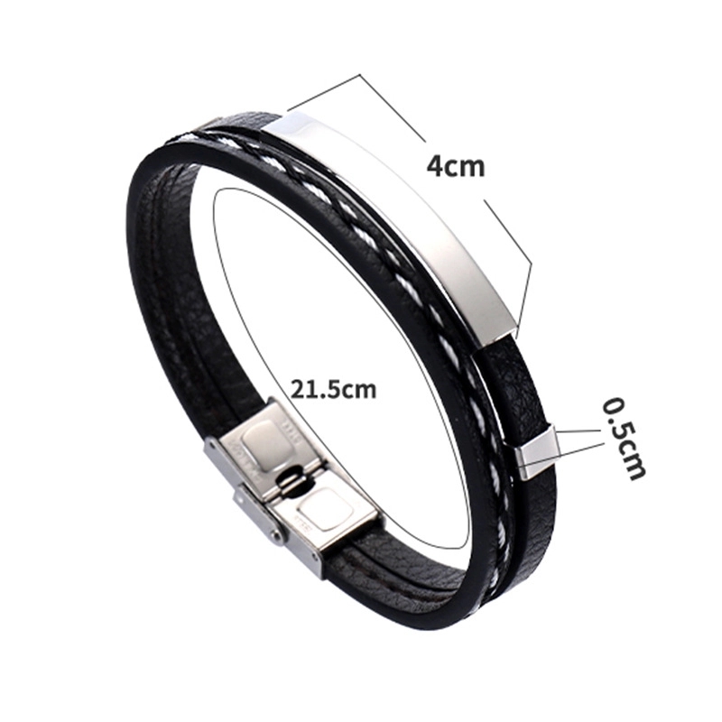Custom Stainless Steel Leather Bracelet 2