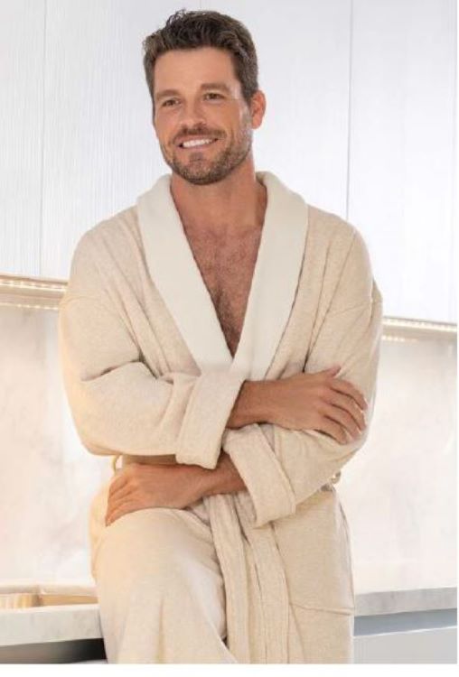 Kimono Collar Jersey Bathrobe - Ecru 2
