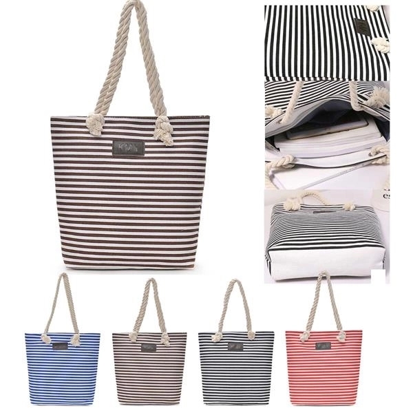 Canvas Striped Shoulder Bag 2