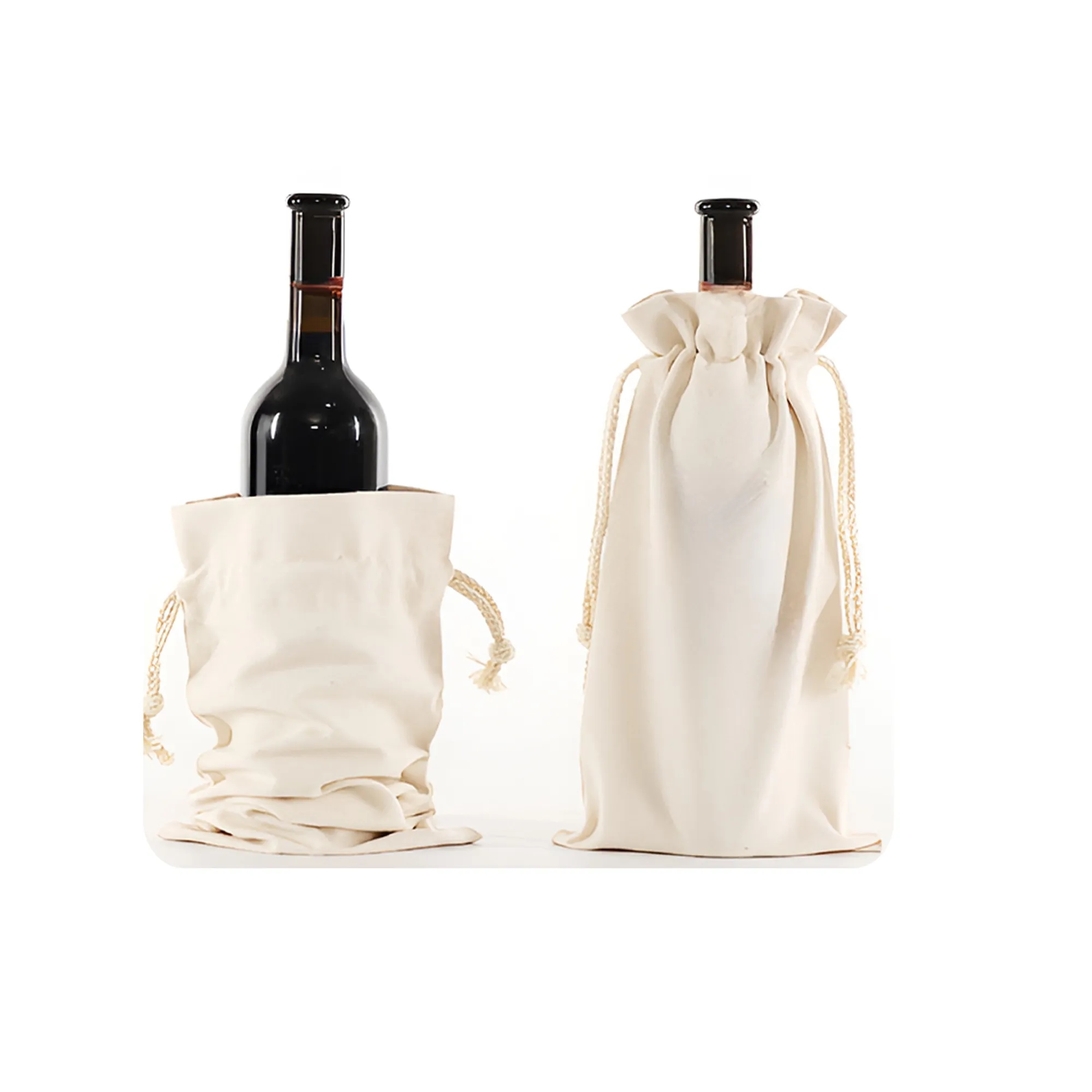 MOQ 50 PCS Drawstring Wine Bottle Canvas Bag 3