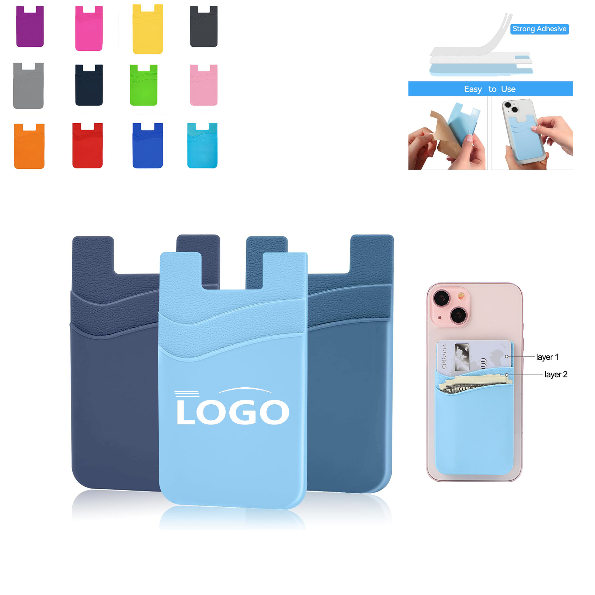 MOQ 100pcs Silicone Phone Wallet With Your Logo 2