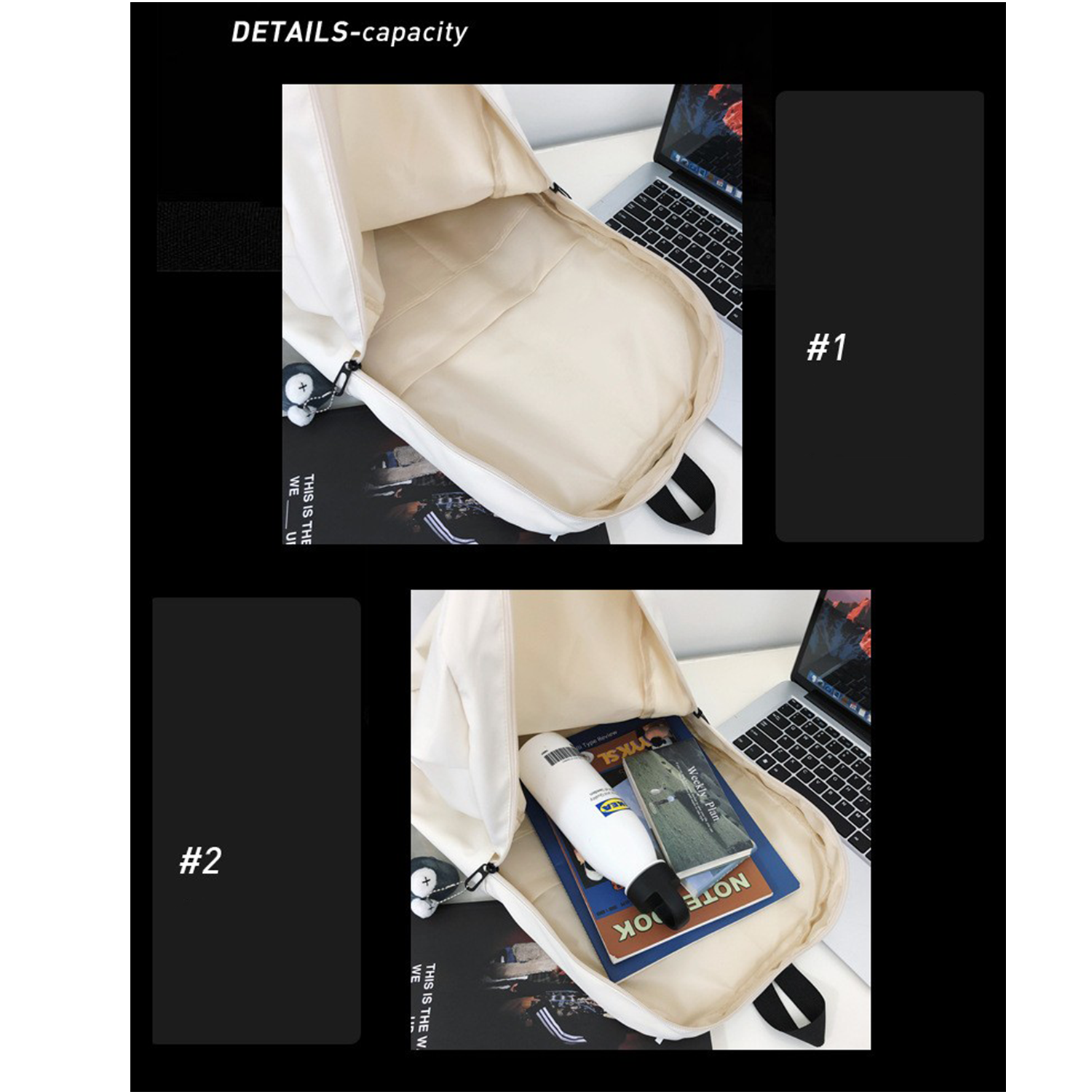 Solid Color Minimalist Large Capacity Backpack 6