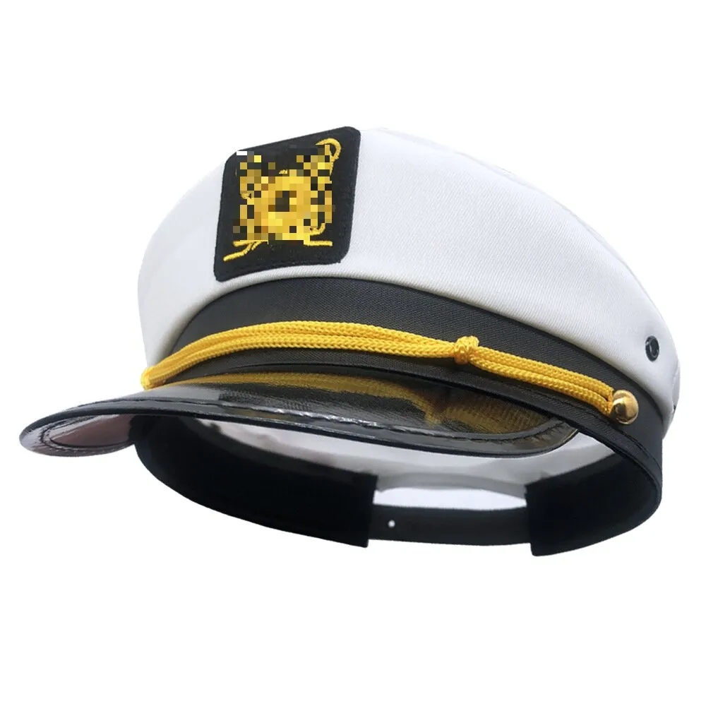 White Adjustable embroidered navy hat 6