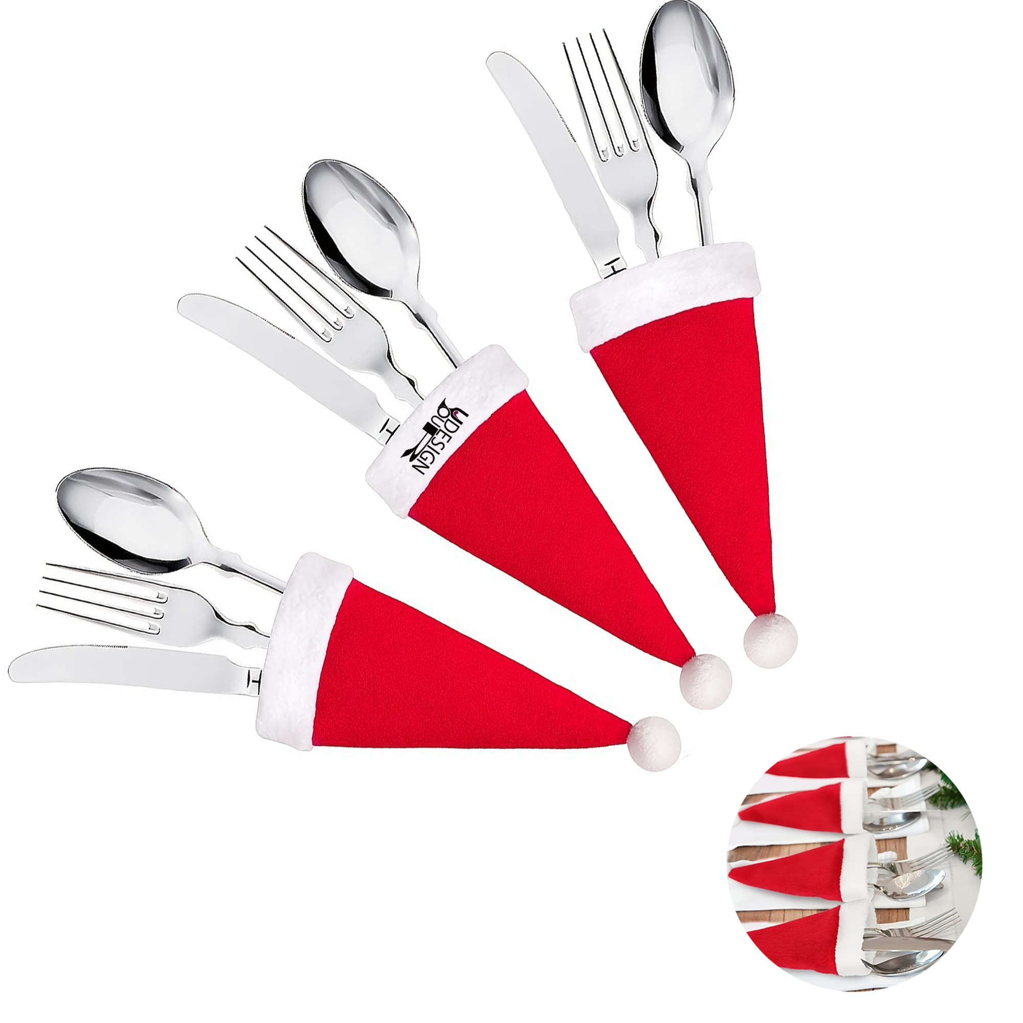 Santa Hat with Silverware Theme - Holiday Cheer 2