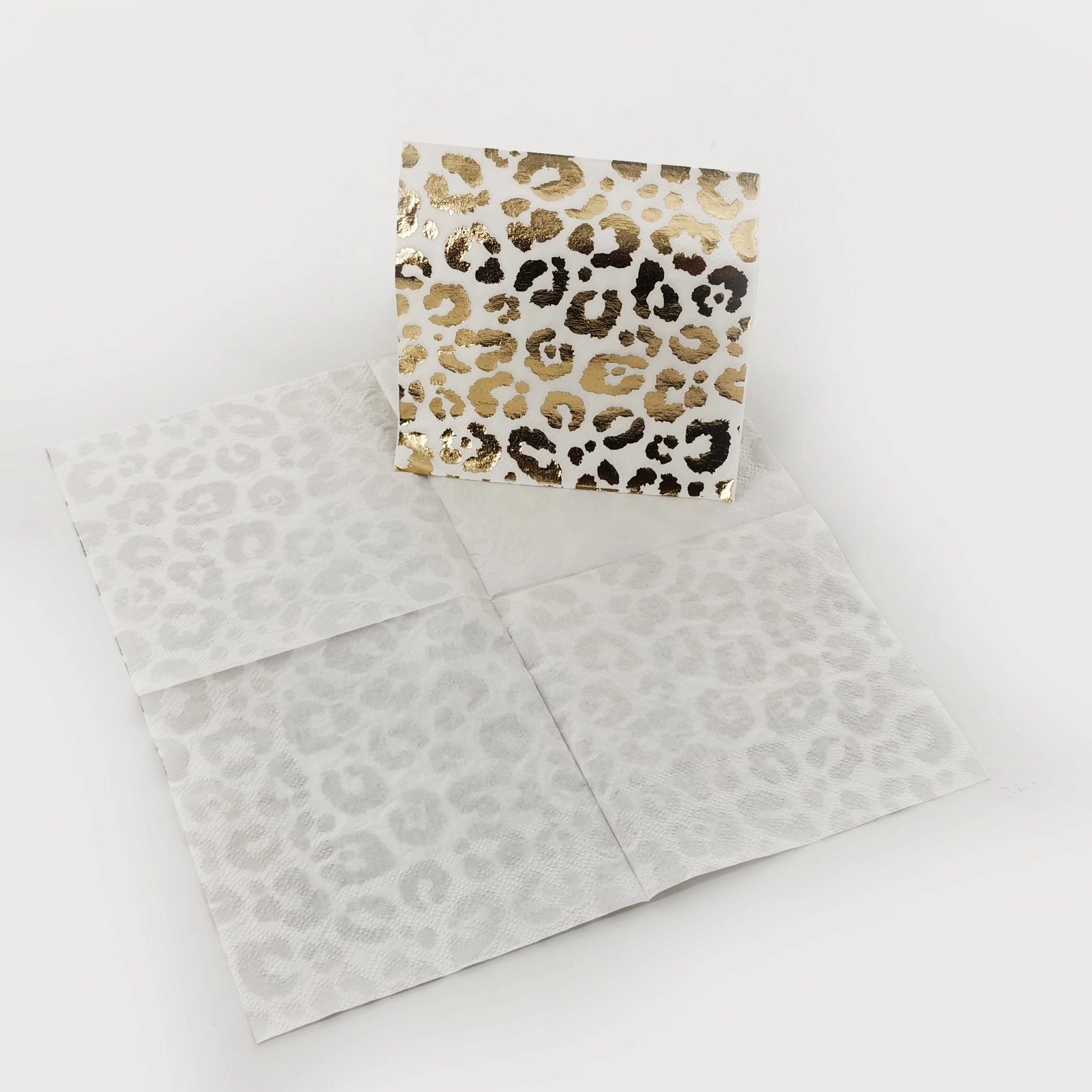 Custom Gold Foil Cheetah Print Paper Napkins 2