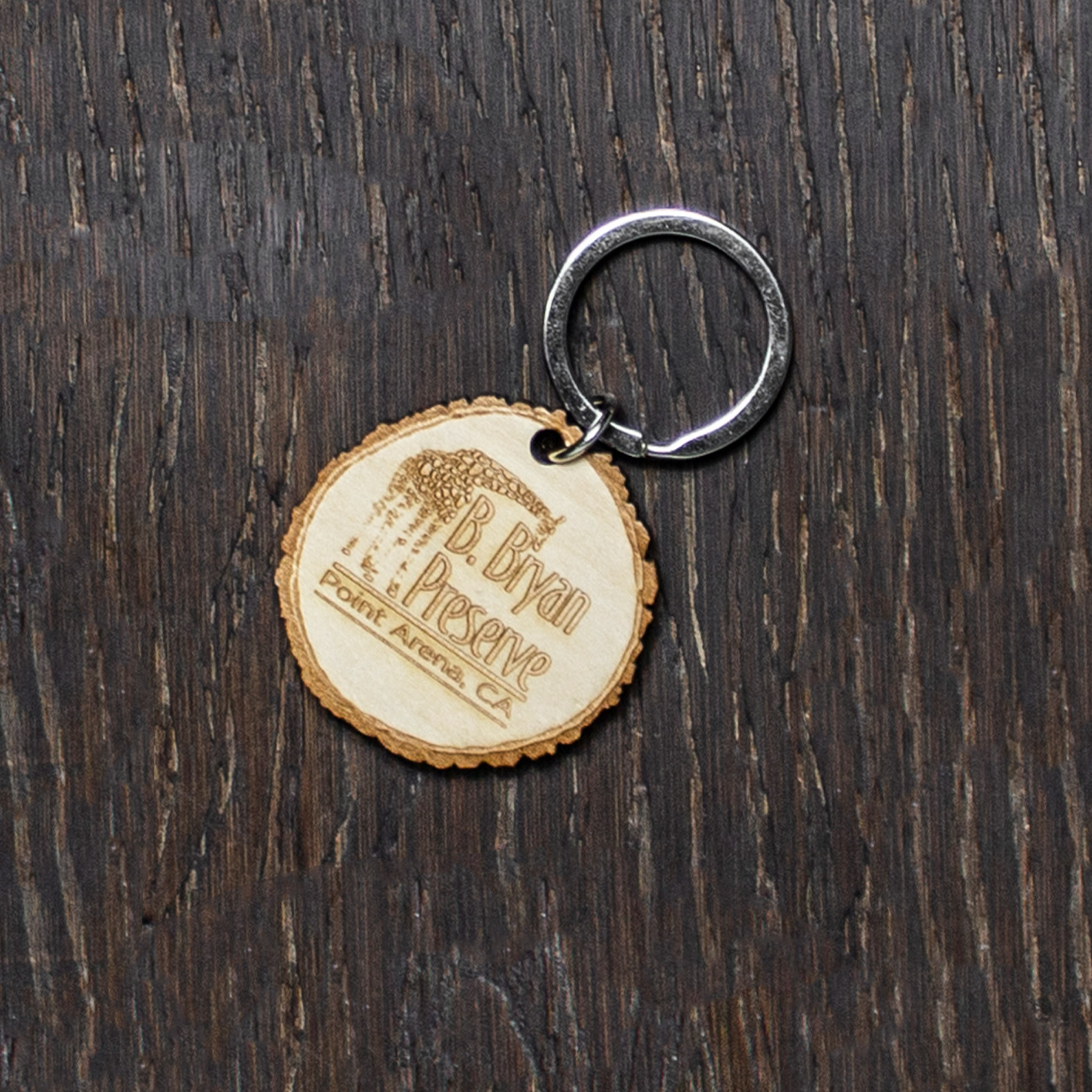 Custom Wood Log Cut Keychains