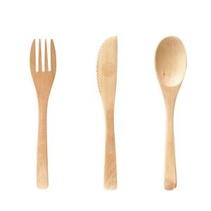 3 In 1 Eco Friendly Wooden Flatware Set Fork Knife Spoon 7