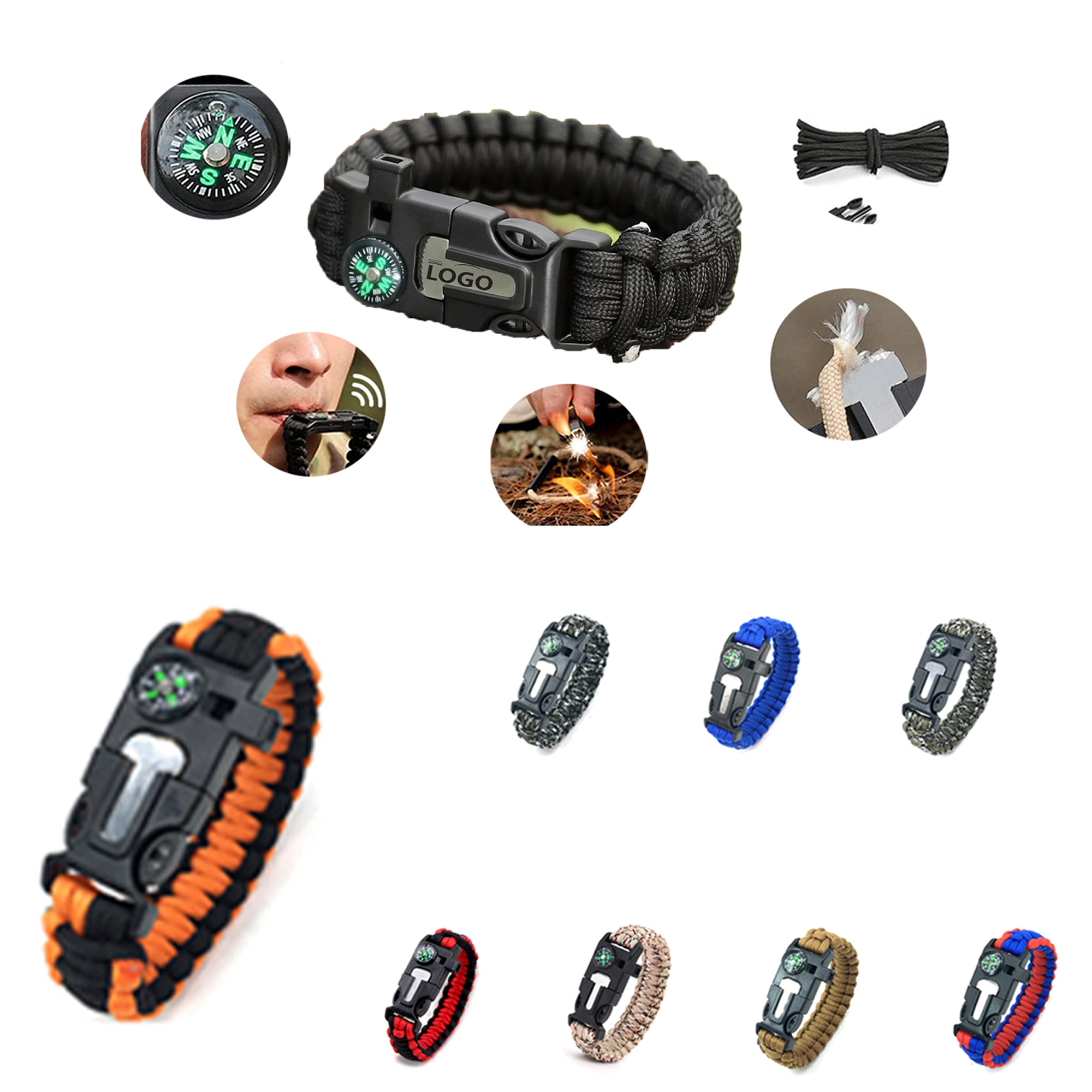 Outdoor MOQ50 5-in-1 Survival Rope Keychain 2