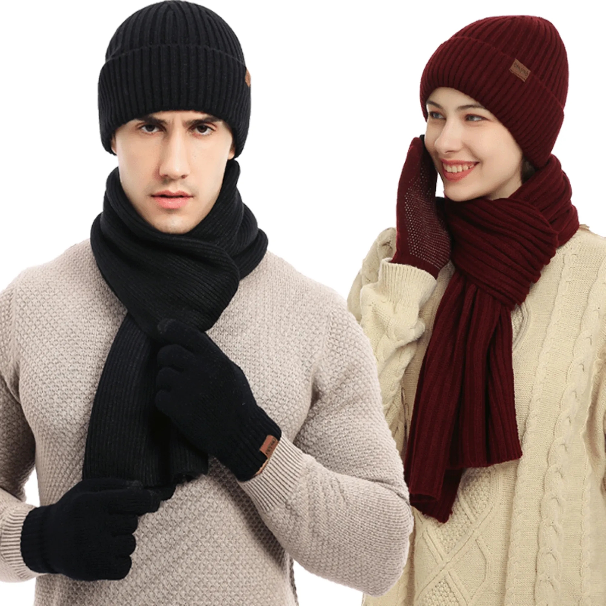 Winter Warm Scarf Hat Three Piece Set 2