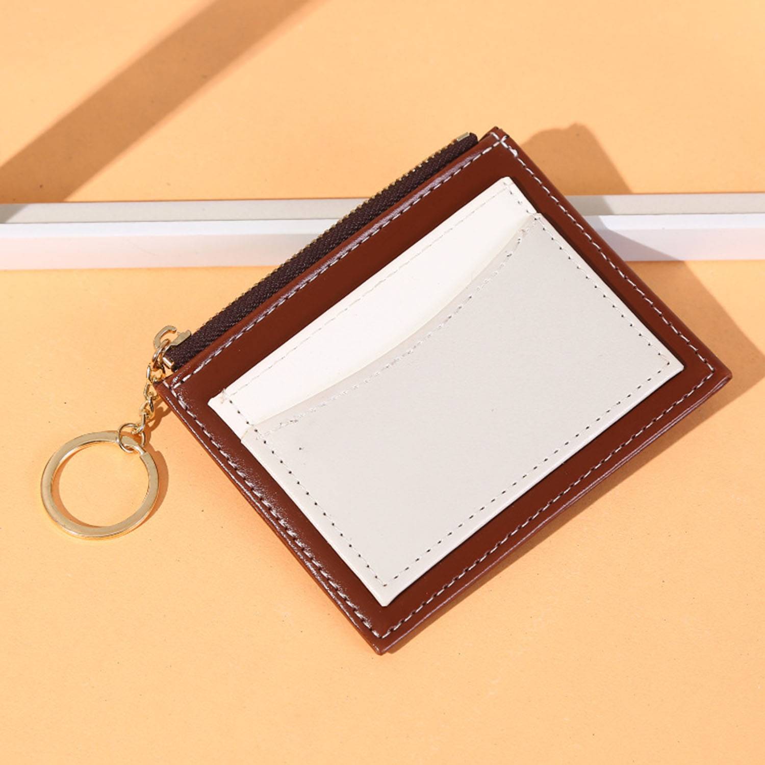 PU leather wallet card holder with keychain 5