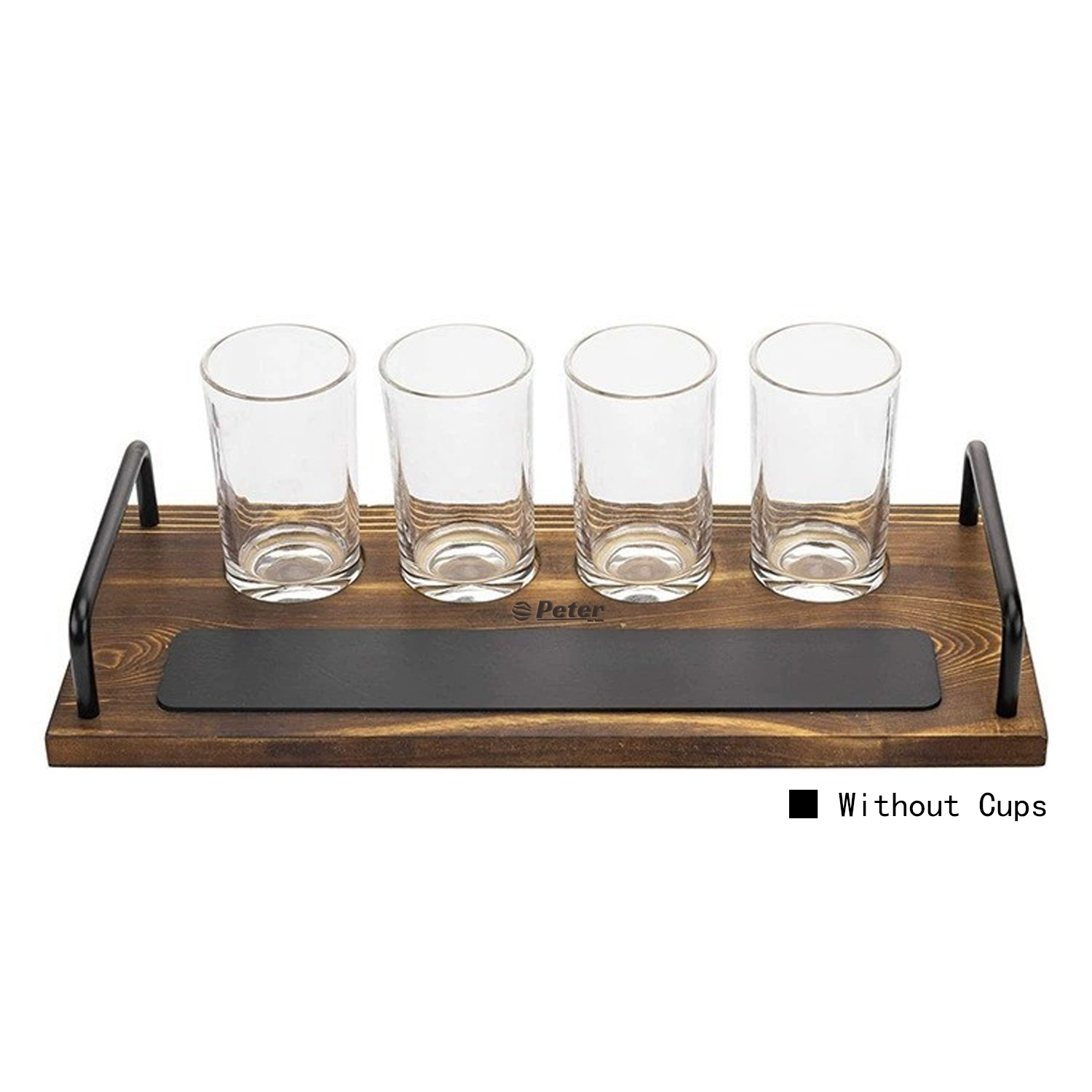 4 Cups Wooden Bar Serving Tray W/ Chalkboard 7
