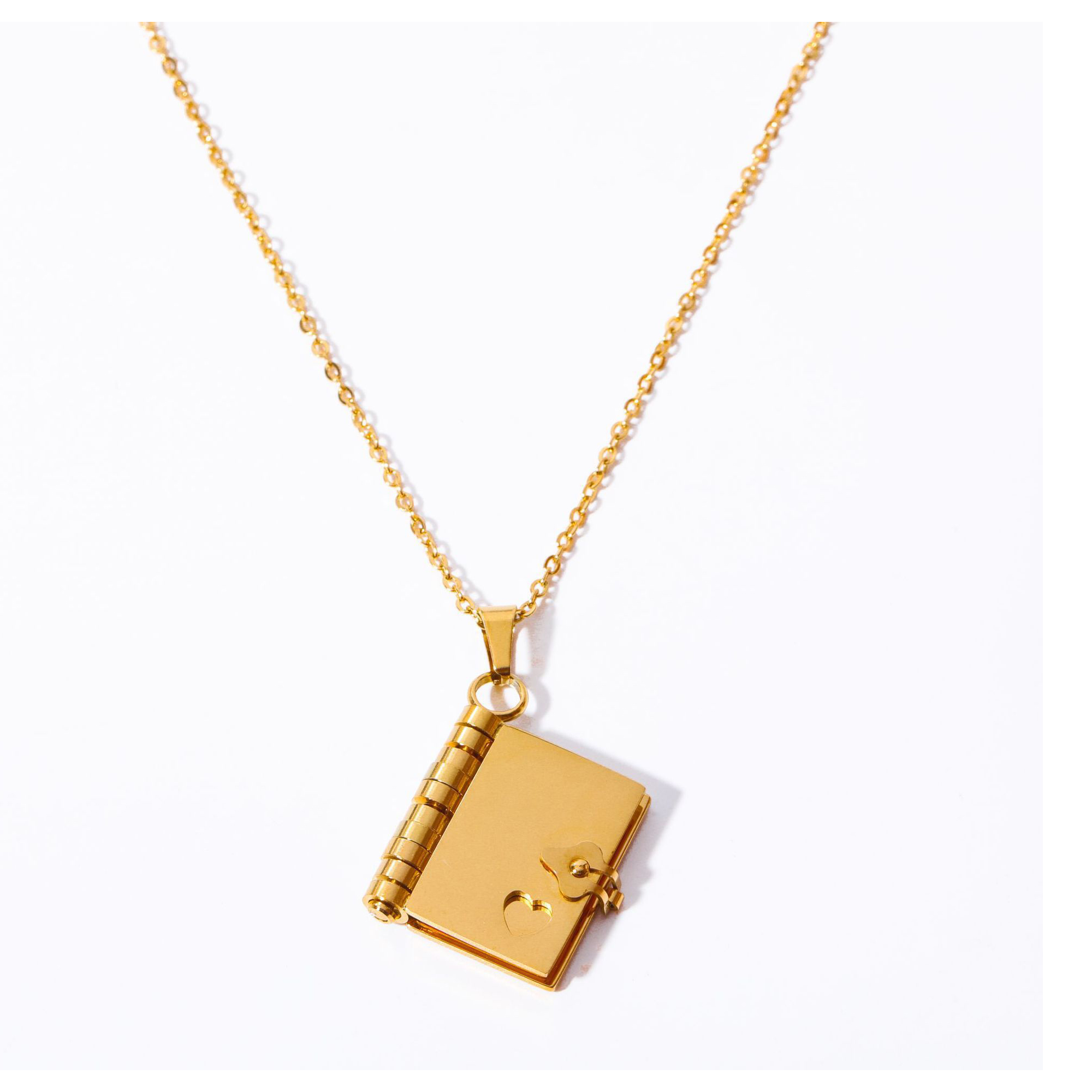 Stainless Steel Book Locket Pendant Necklace 0.71" Length X 0.47" Width X 0.2" Height 2