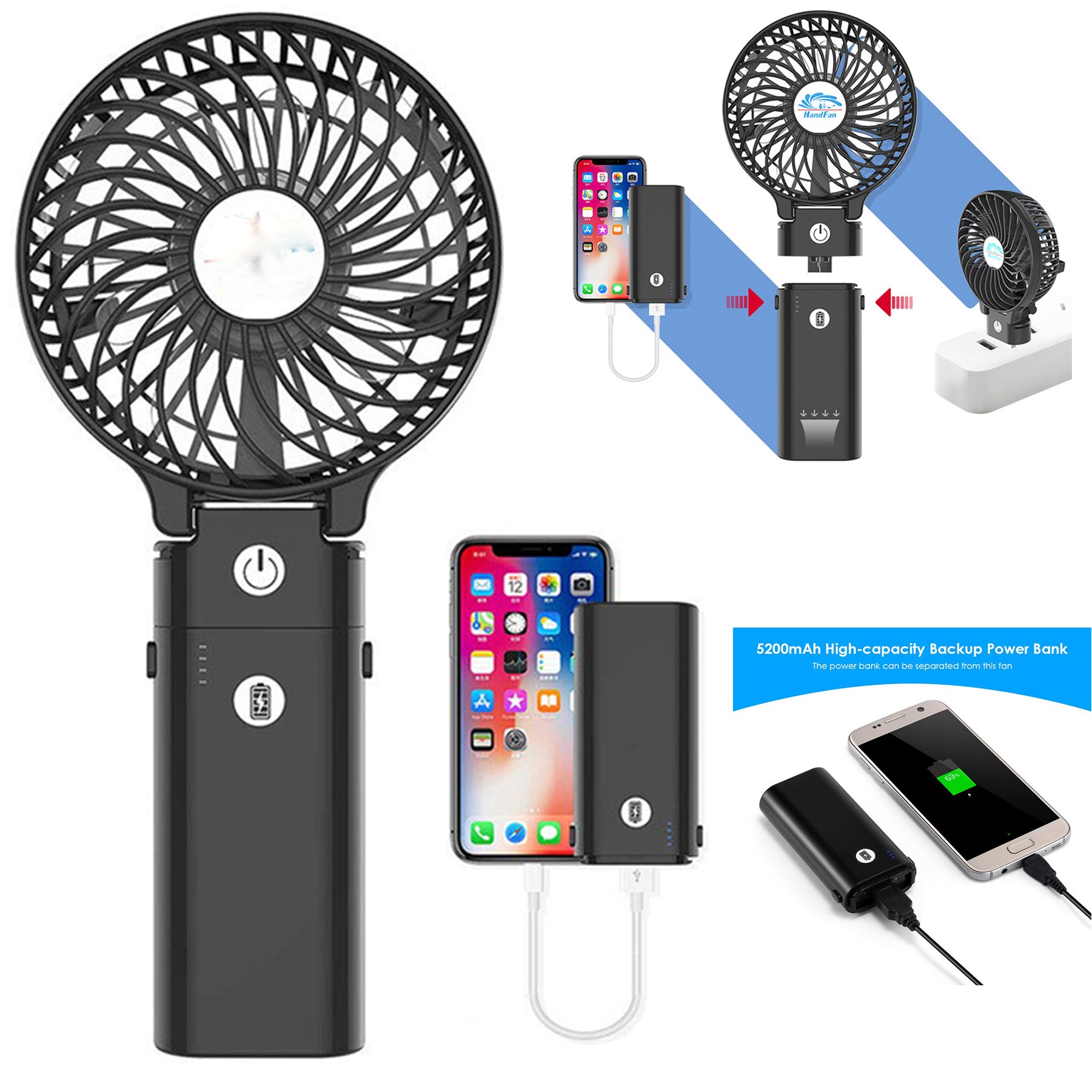 5200 mAh Foldable Mini Fan With Portable Charger 2
