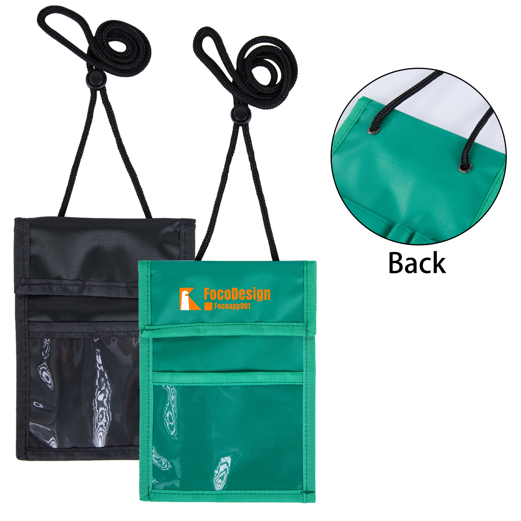 Premium Clear Window Pouch Wallet With Lanyard W/Back Pen Holder 7
