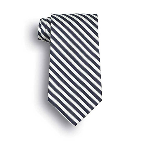 Navy Blue/White Saville Stripe Polyester Tie 2