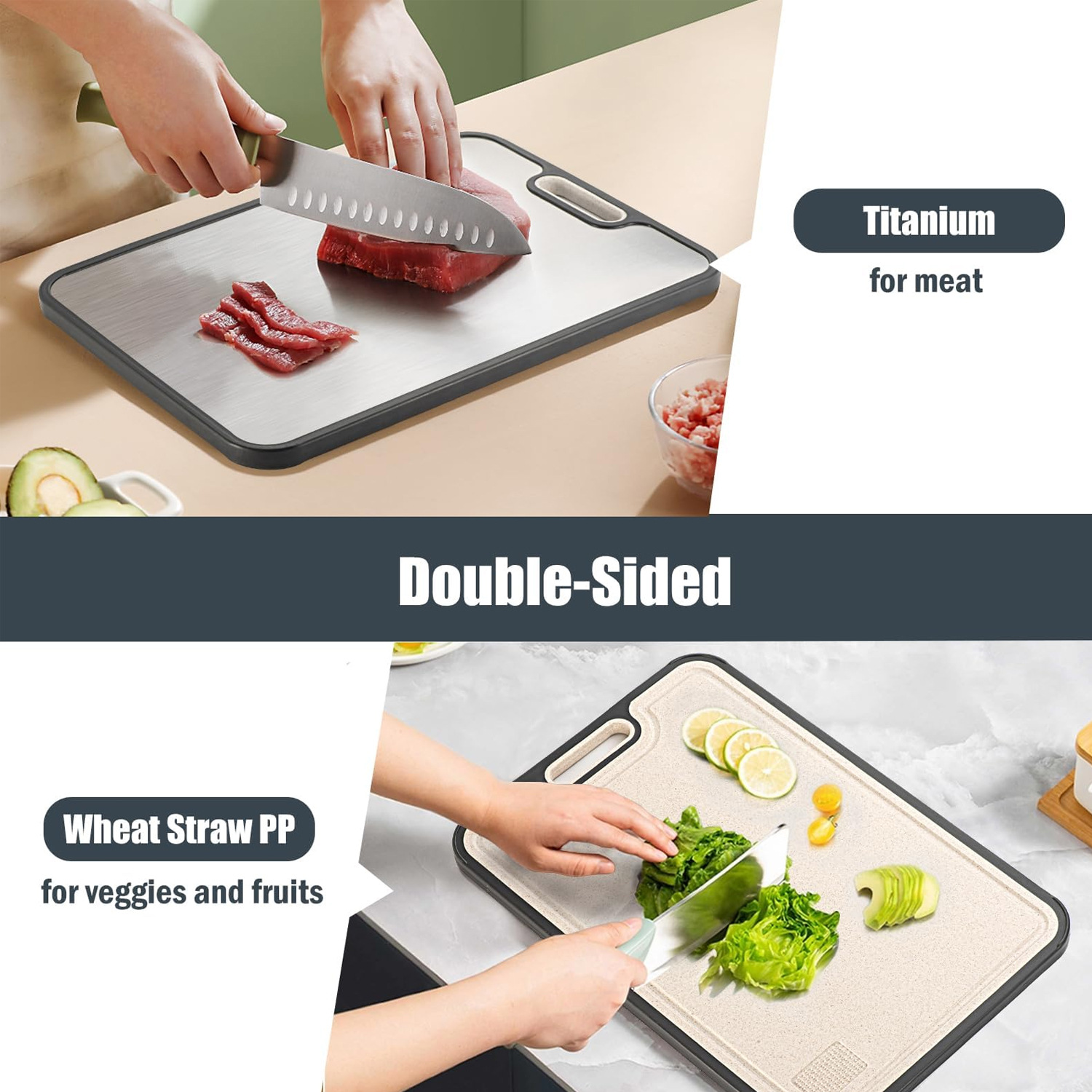 Food-Grade Wheat Stainless Steel Cutting Board—Antibacterial 5