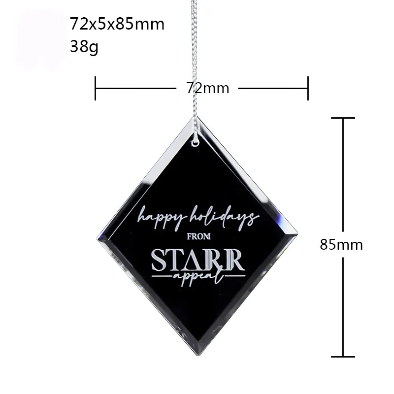Crystal Beveled Square Diamond Ornament 2