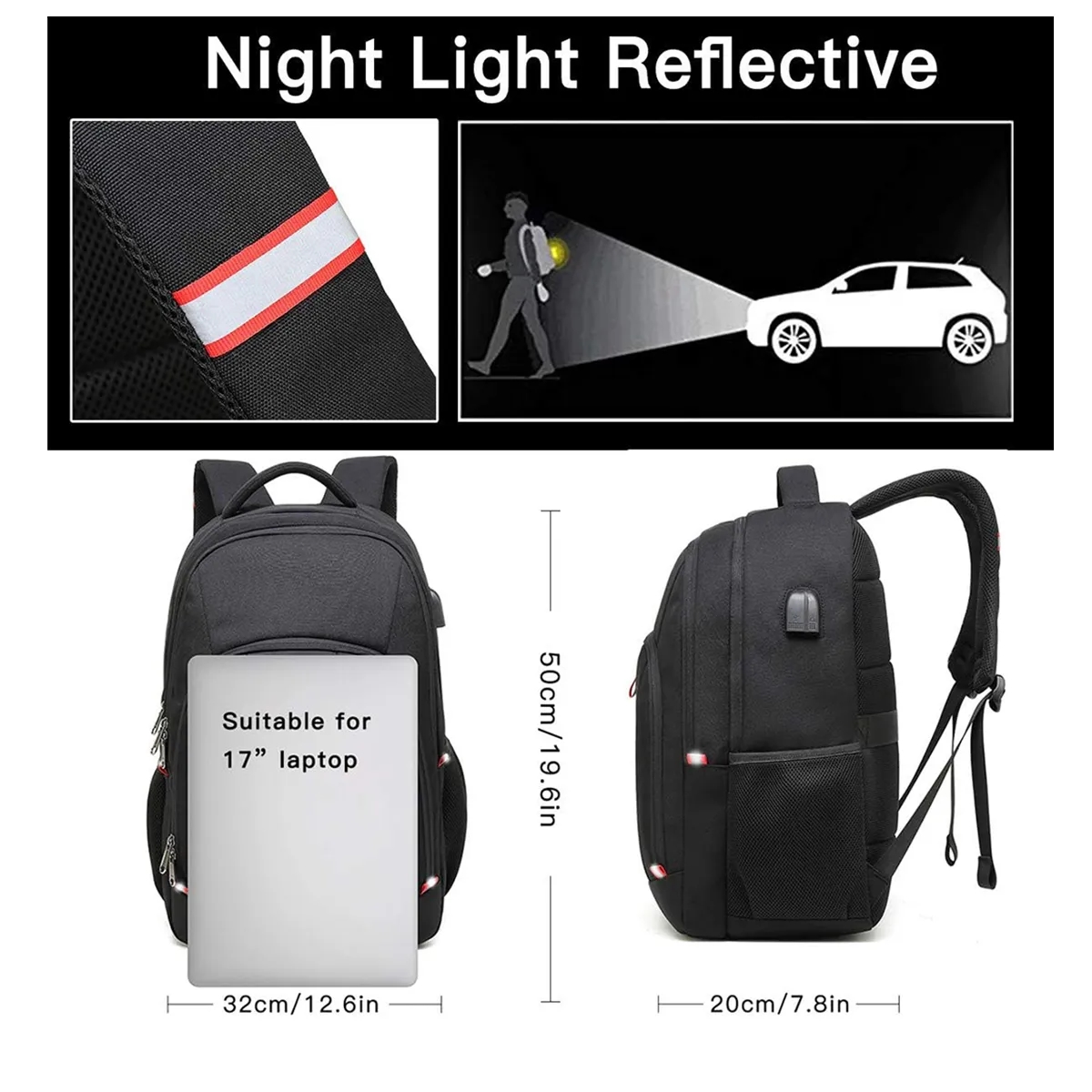 Large Anti Theft Travel Backpack With Headphone USB Port 7