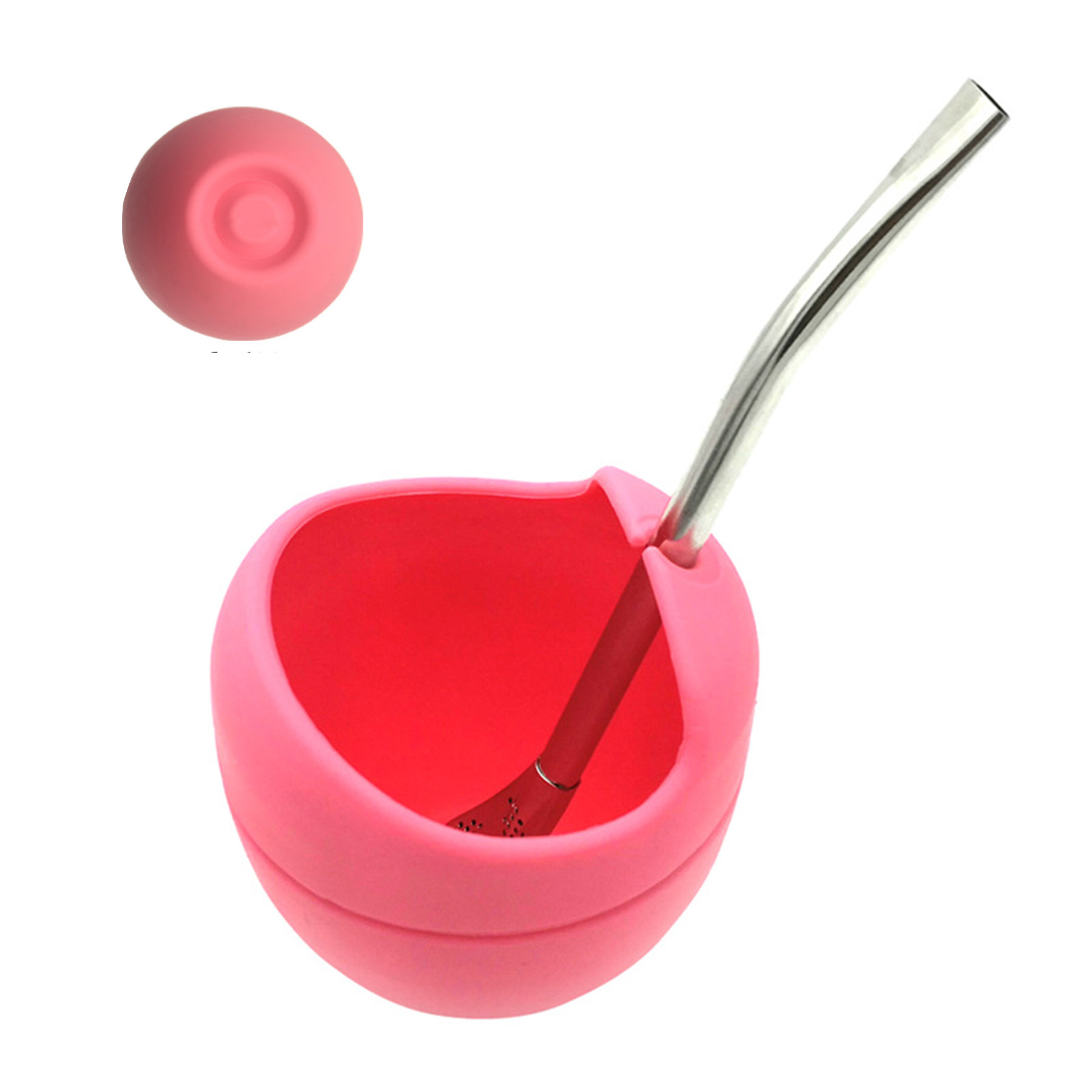 Silicone Tea Cup With 304 Stainless Steel Straw 2